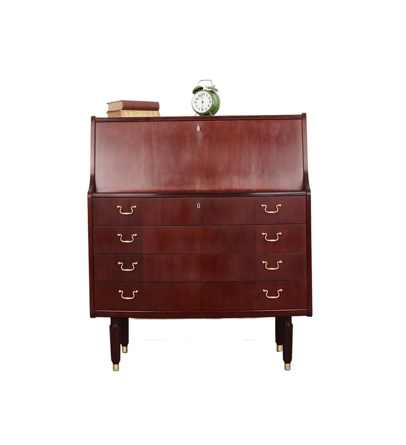 Sekretarzyk, mahoń ciemny, PMJ Viby J, Dania, lata 70.