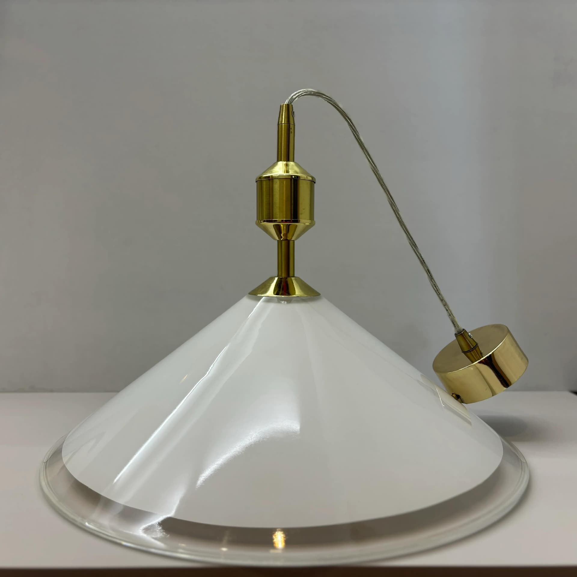 Lampa wisząca, białe szkło, metal, Niemcy, lata 90. - 30414