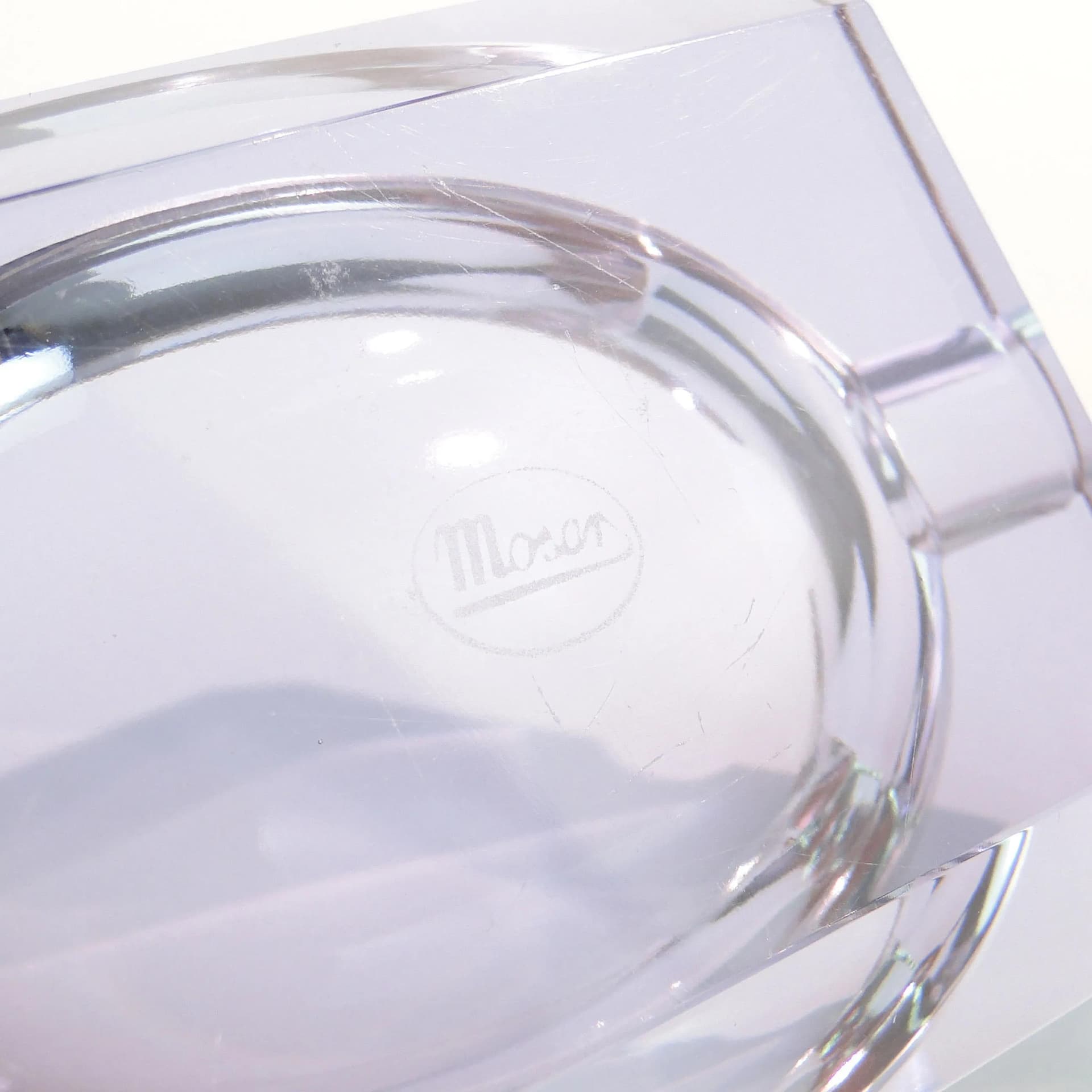 Popielniczka Art Deco, fioletowy, kryształ, Moser, Czechy, lata 30. - 30462