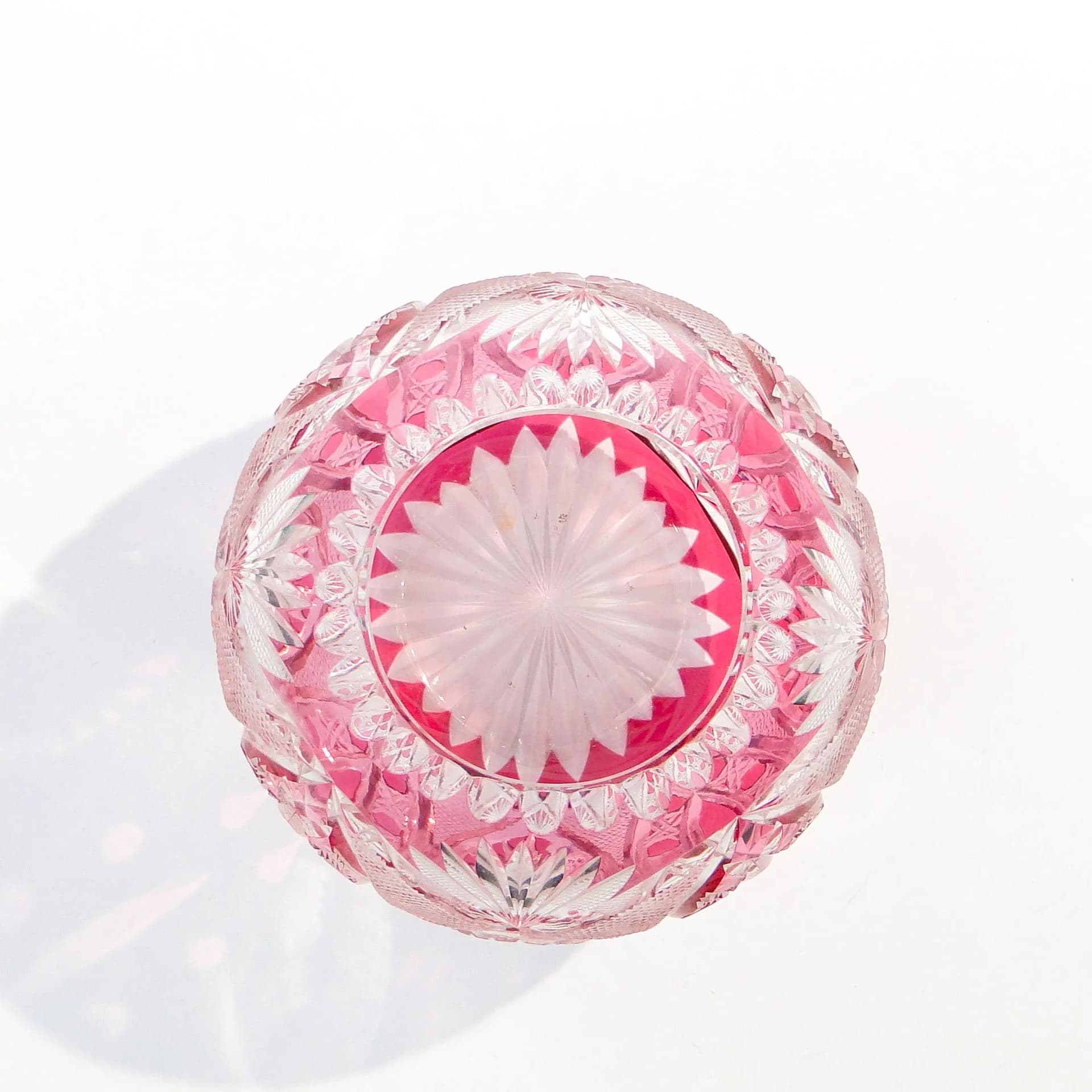 Wazon kulisty art déco, różowy kryształ, Nachtmann, Niemcy, lata 30. - 30451