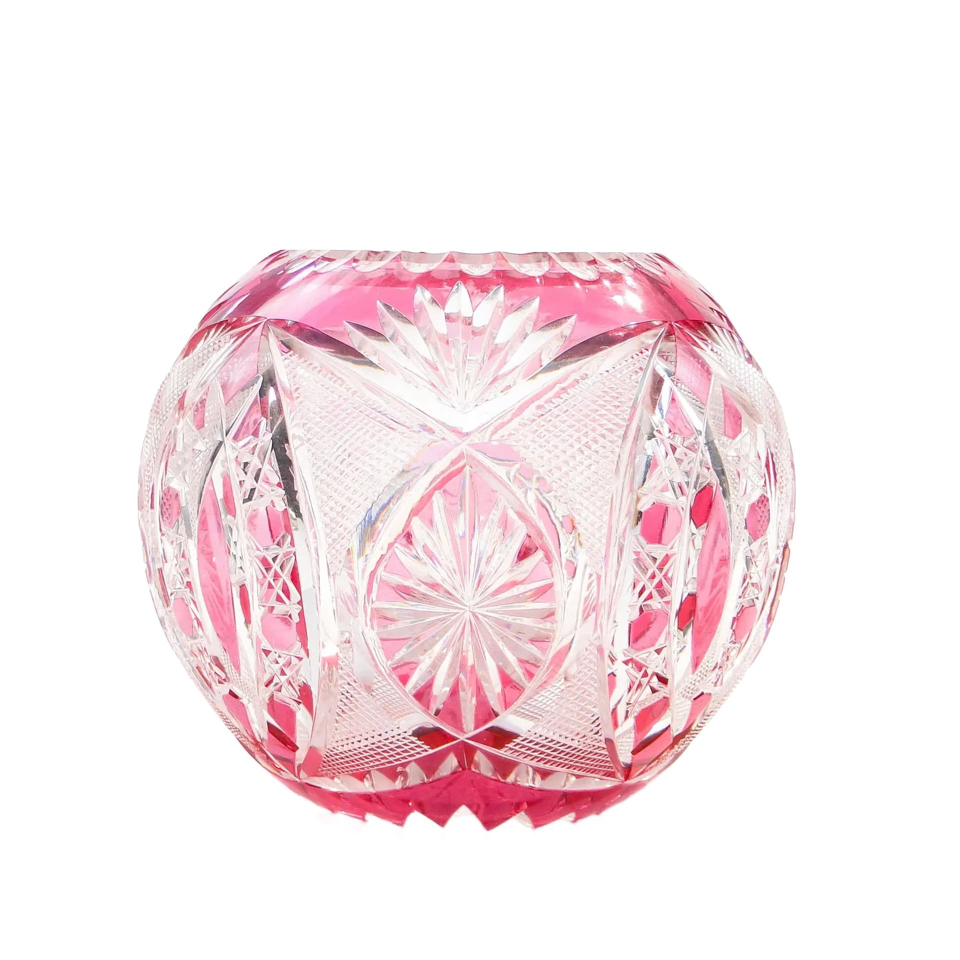 Wazon kulisty art déco, różowy kryształ, Nachtmann, Niemcy, lata 30.