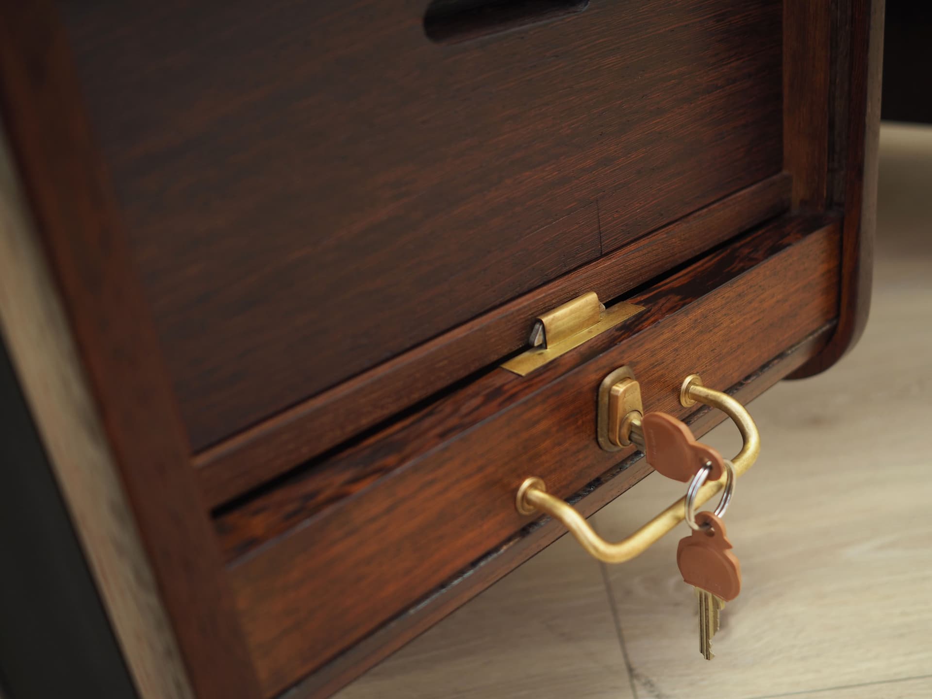 Biurko, brąz ciemny, dąb, Dania, lata 70. - 64560