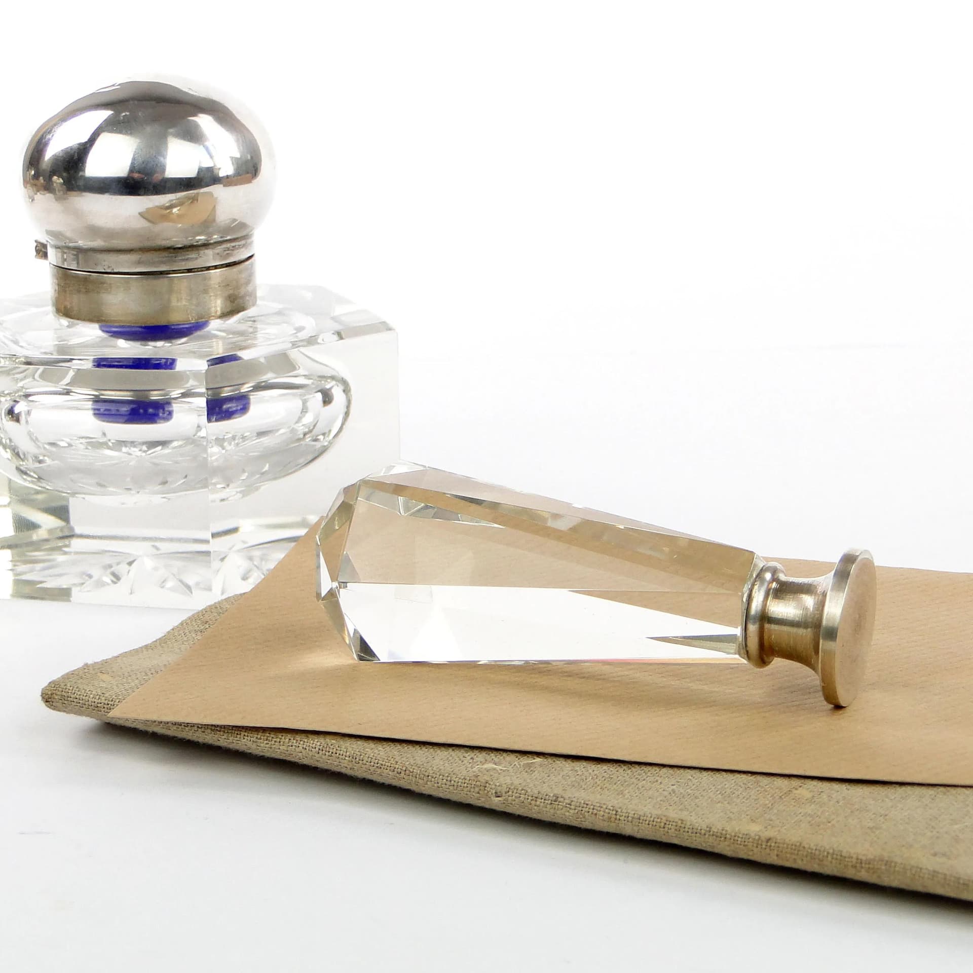 Desk Seal, transparent crystal, silver, Germany, early 20th c. - 30640