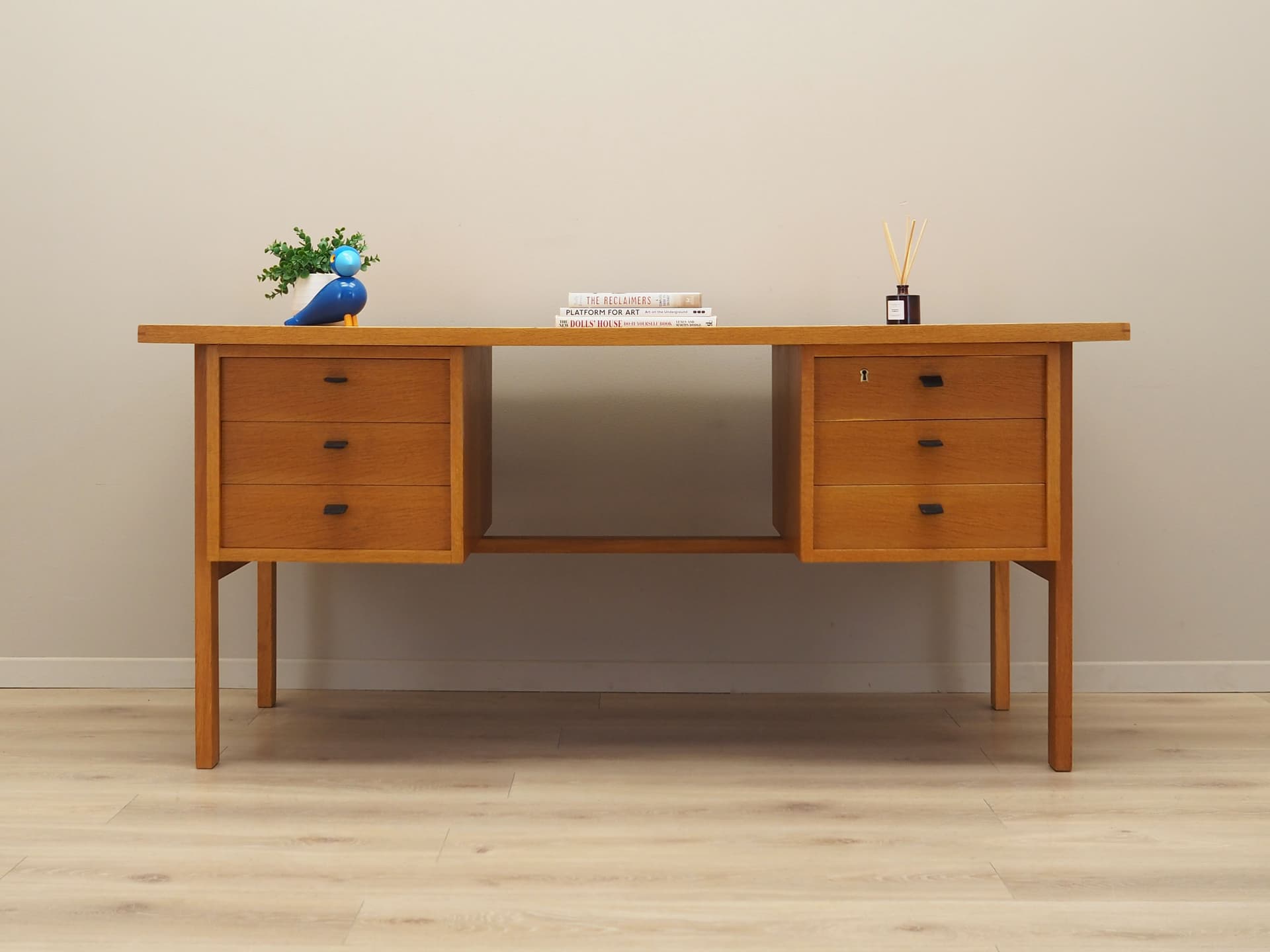 Desk, yellow ash, by S. A. Madsen, Denmark, 1960s - 64556