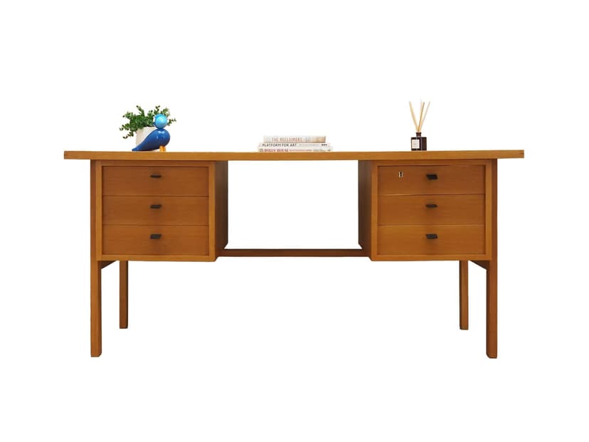 Biurko, jesion żółty, proj. S. A. Madsen, Dania, lata 60.