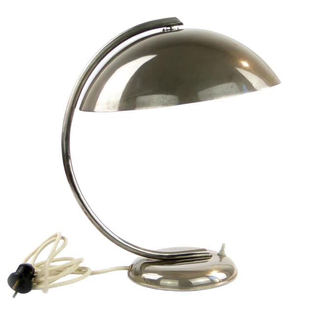 Desk Lamp Art Deco, silver nickel-plated brass, Jeżmyk, Poland, 1940s. - DIMENSION