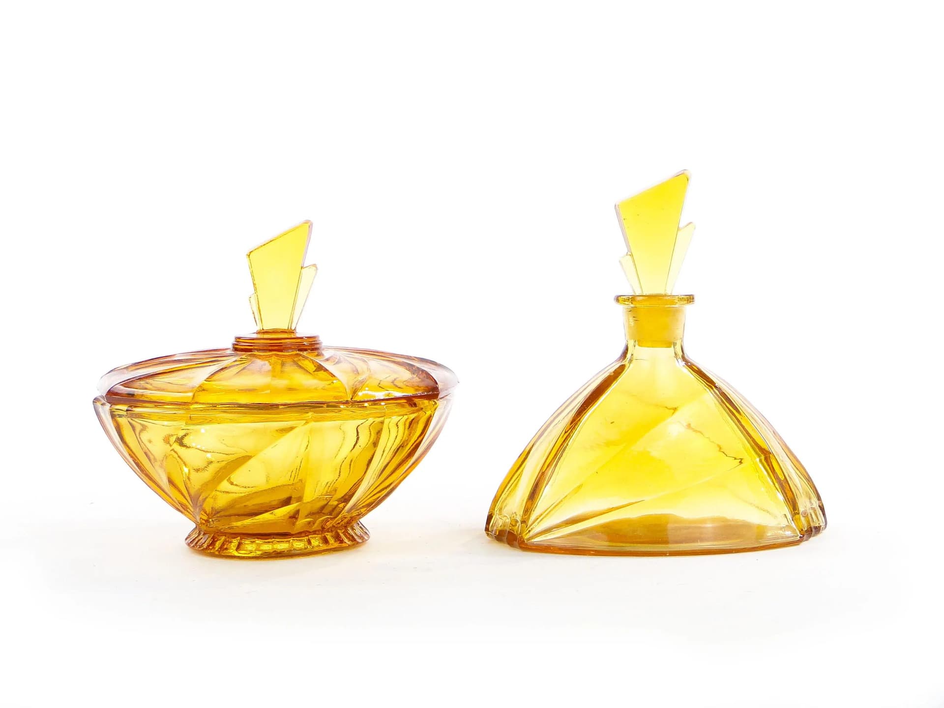 Bonbonniere Art Deco, golden, glass, Poland, 1920s. - 30615