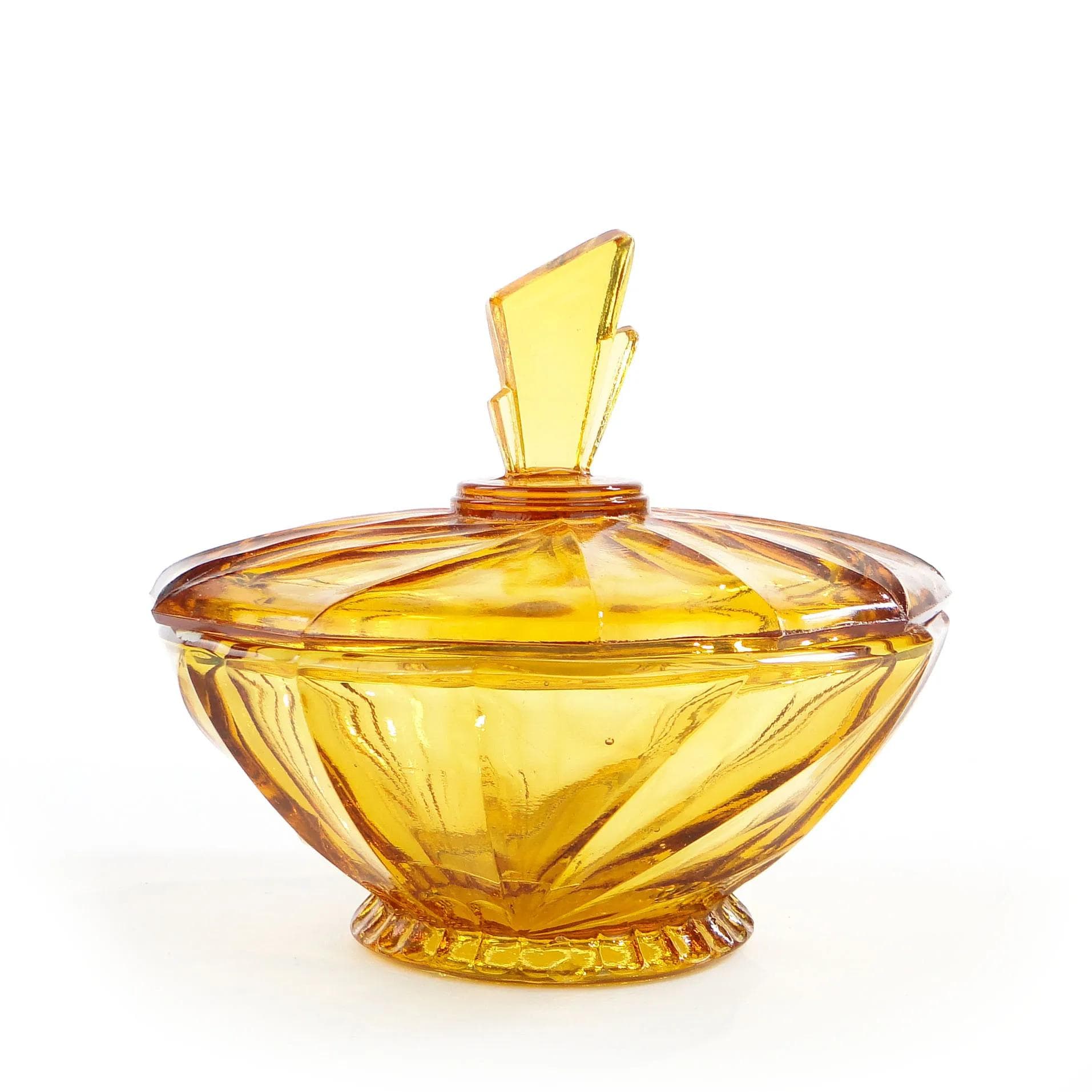 Bonbonniere Art Deco, golden, glass, Poland, 1920s. - 30611