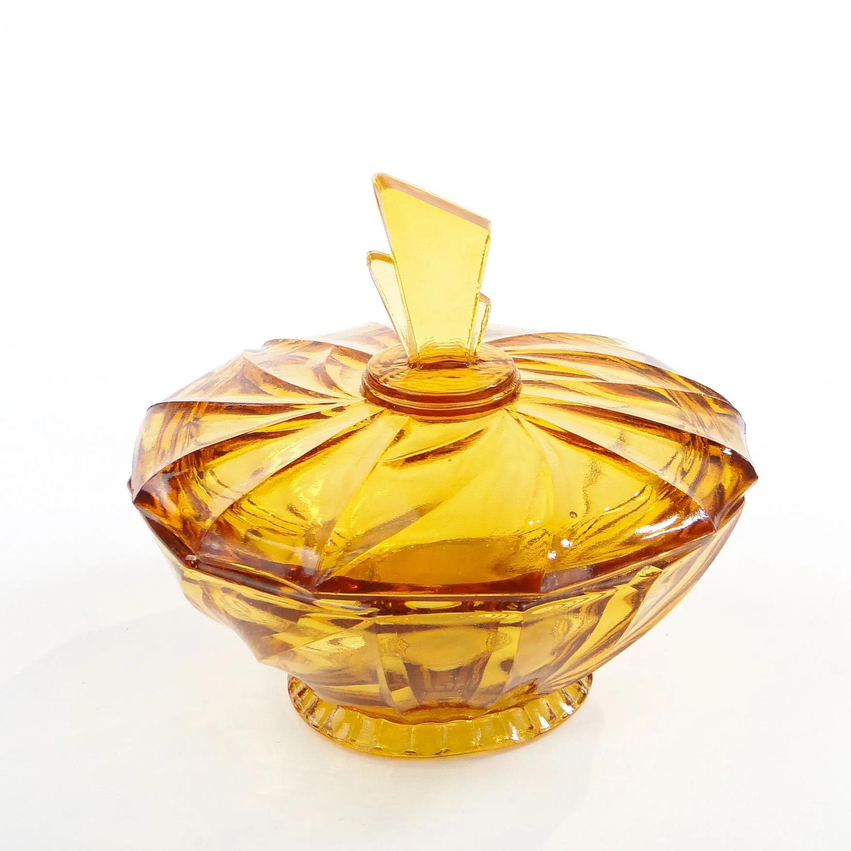 Bonbonniere Art Deco, golden, glass, Poland, 1920s. - 30612