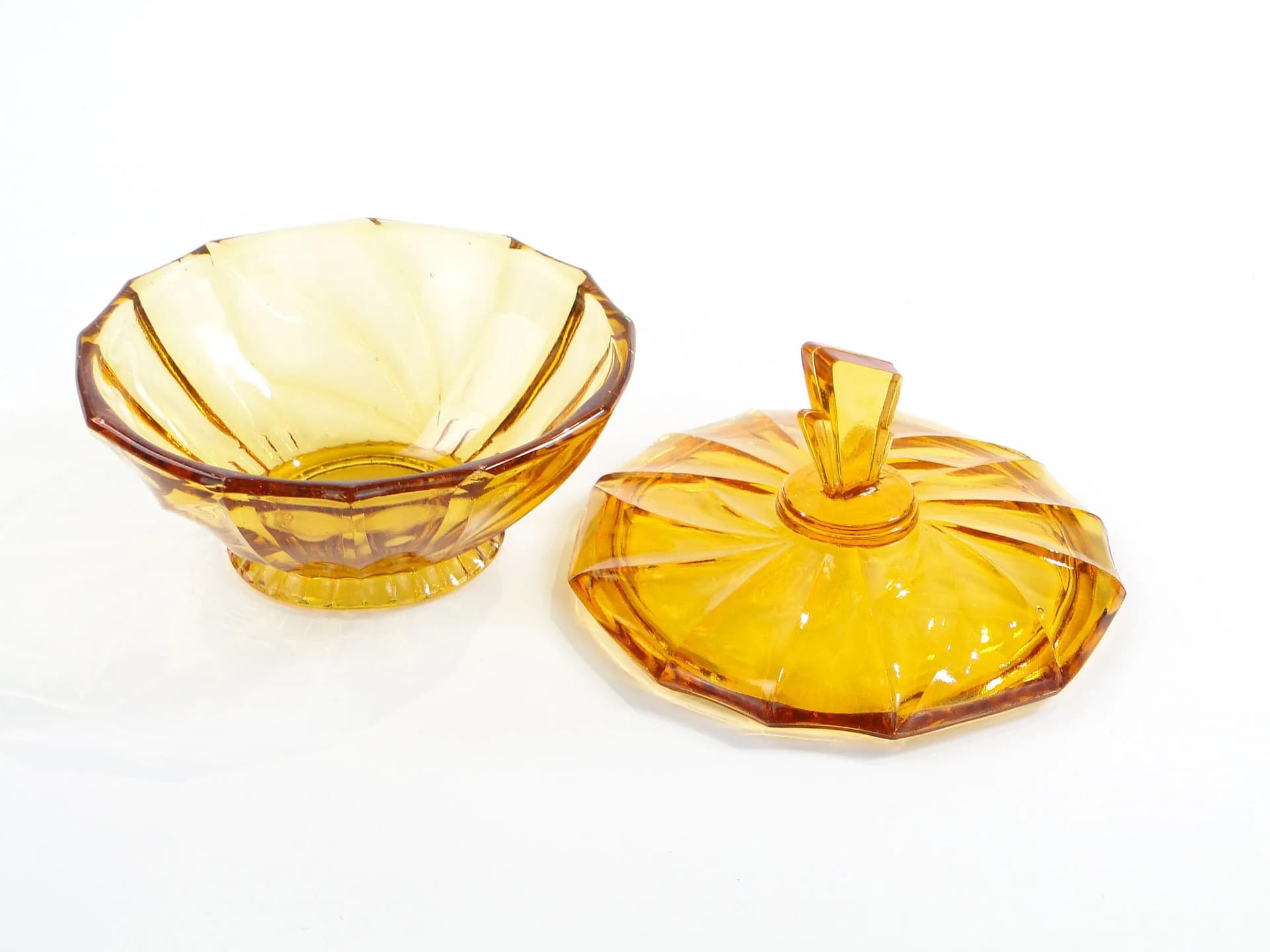 Bonbonniere Art Deco, golden, glass, Poland, 1920s. - 30613