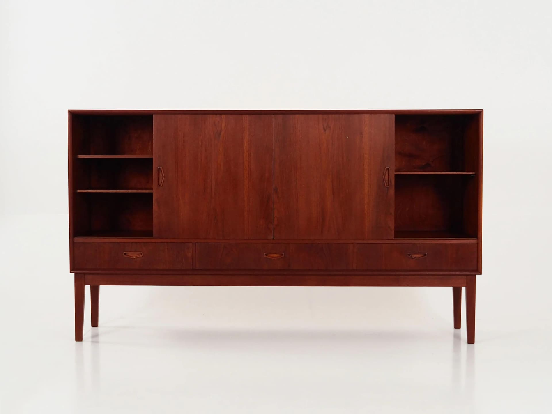 Highboard, dark brown, teak, Denmark, 1970s - 30714