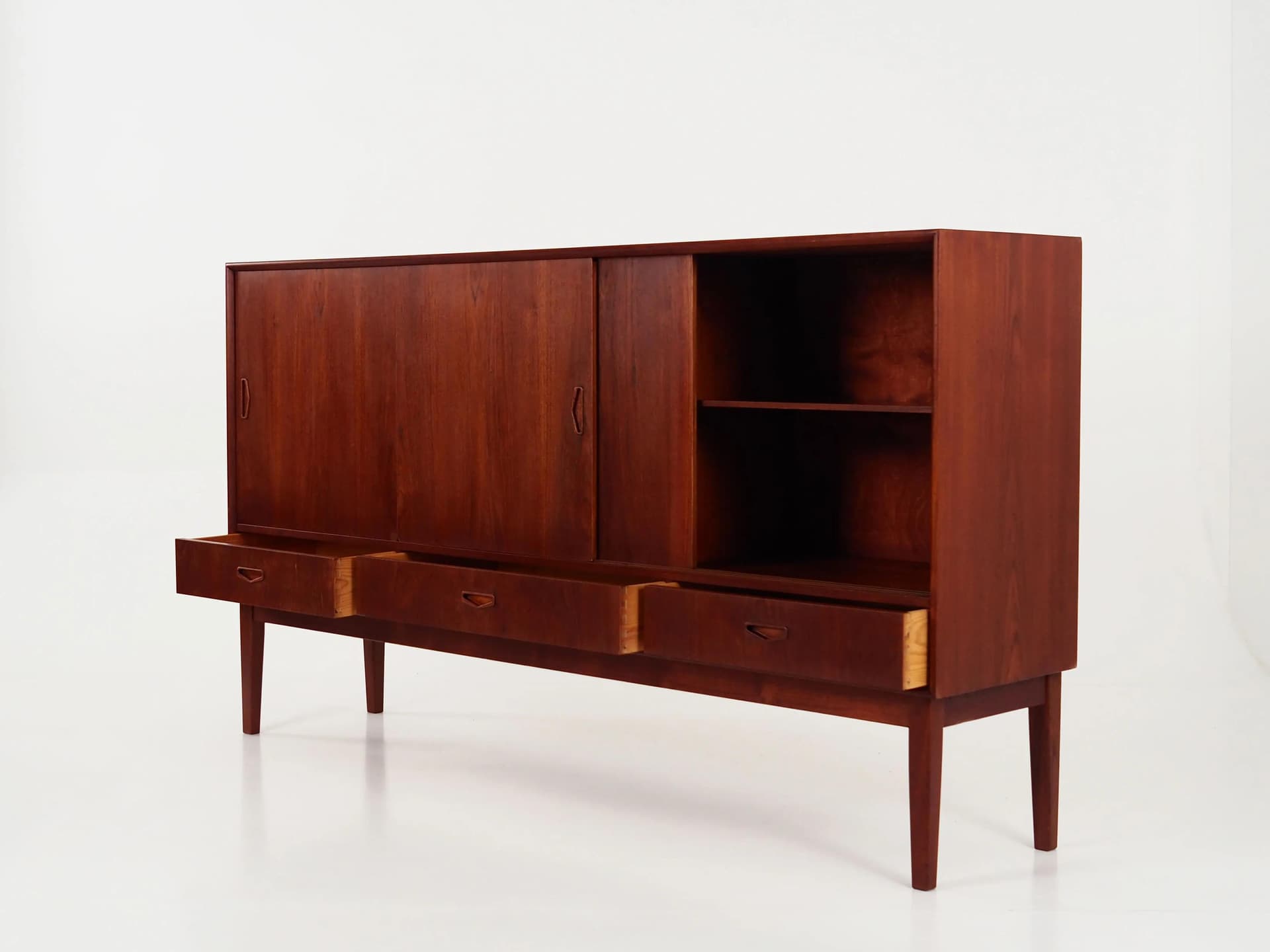 Highboard, dark brown, teak, Denmark, 1970s - 30718
