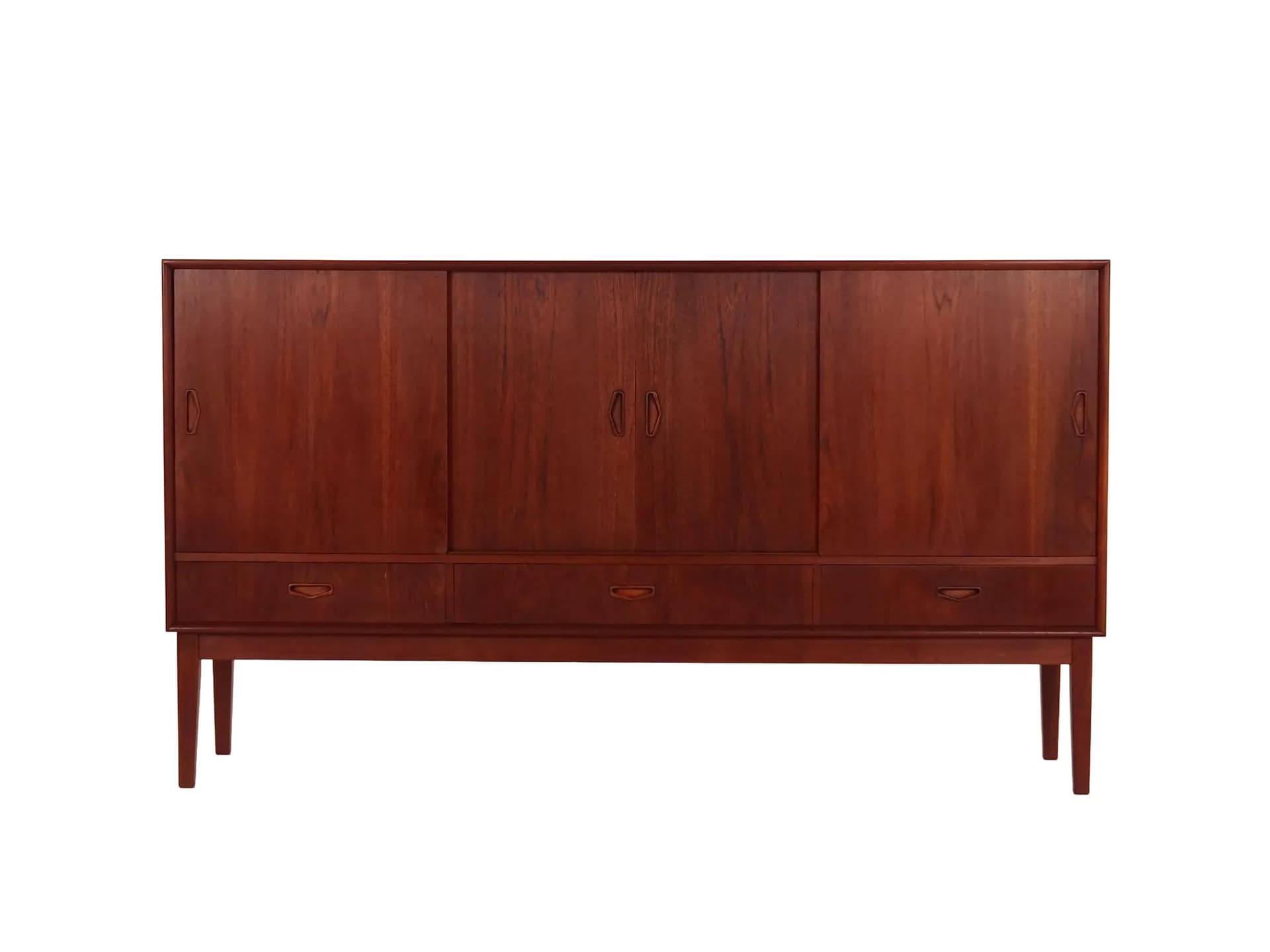 Highboard, dark brown, teak, Denmark, 1970s
