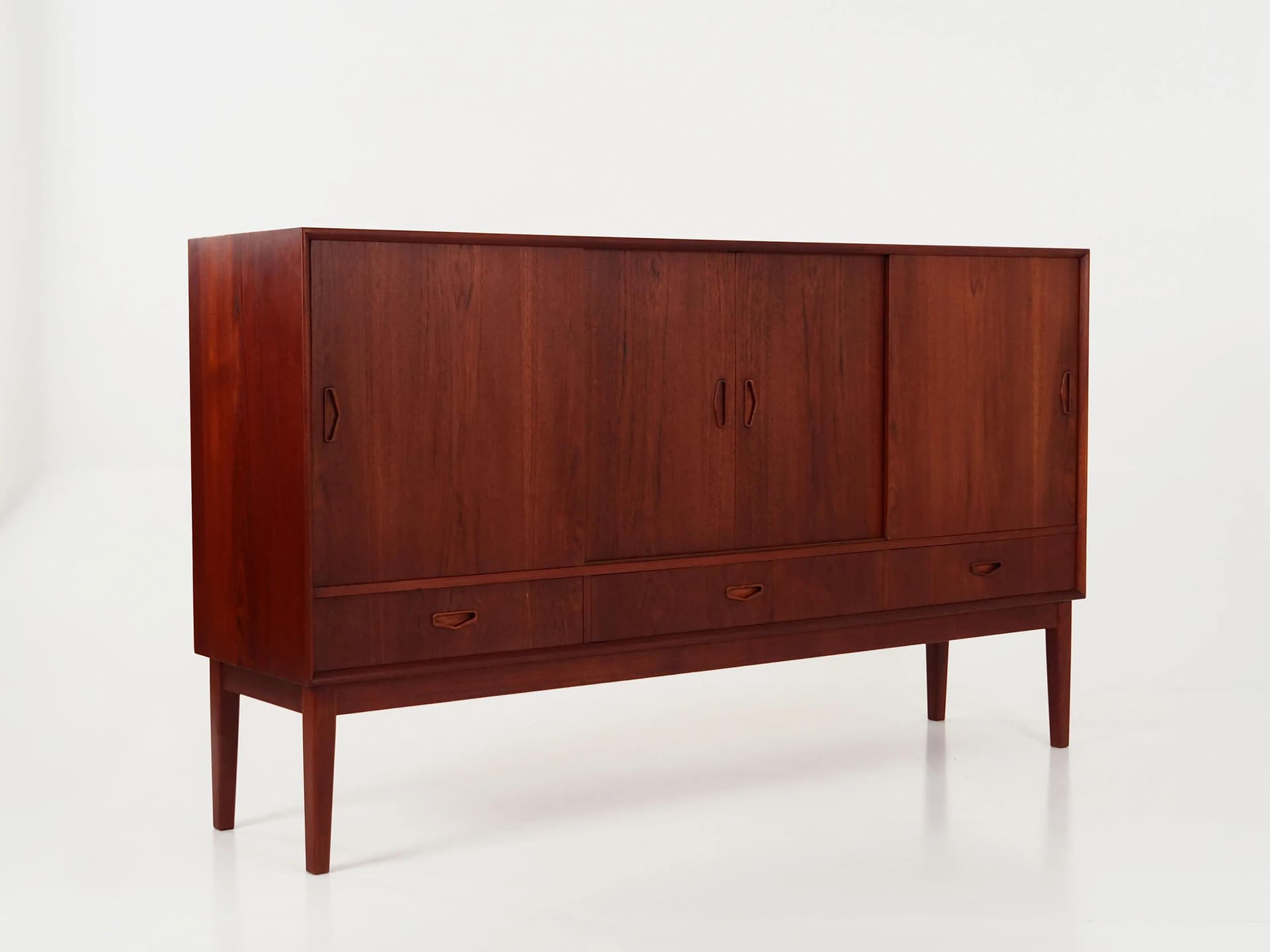 Highboard, dark brown, teak, Denmark, 1970s - 30715