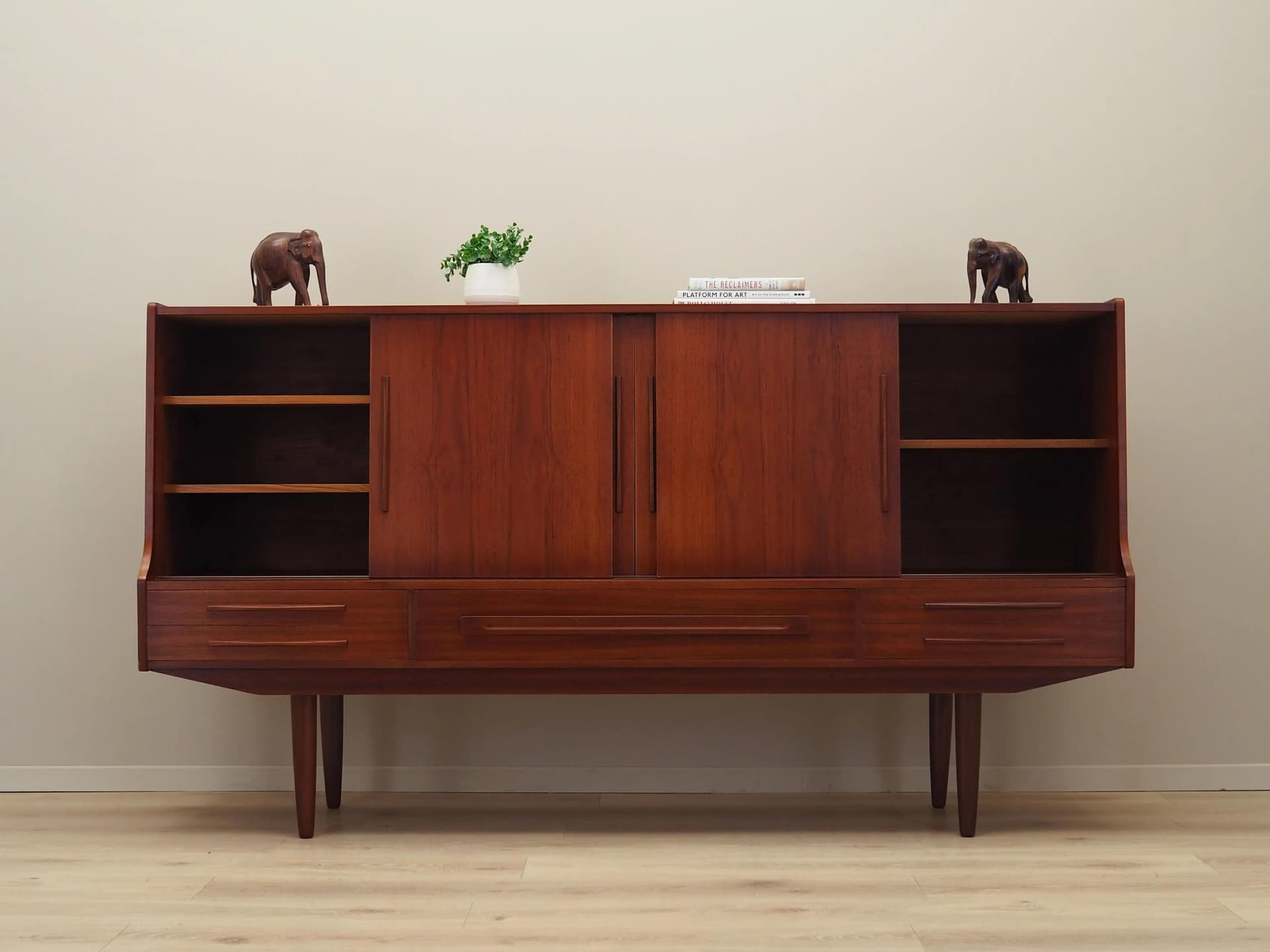 Highboard, dark brown teak, Denmark, 1960s. - 30689