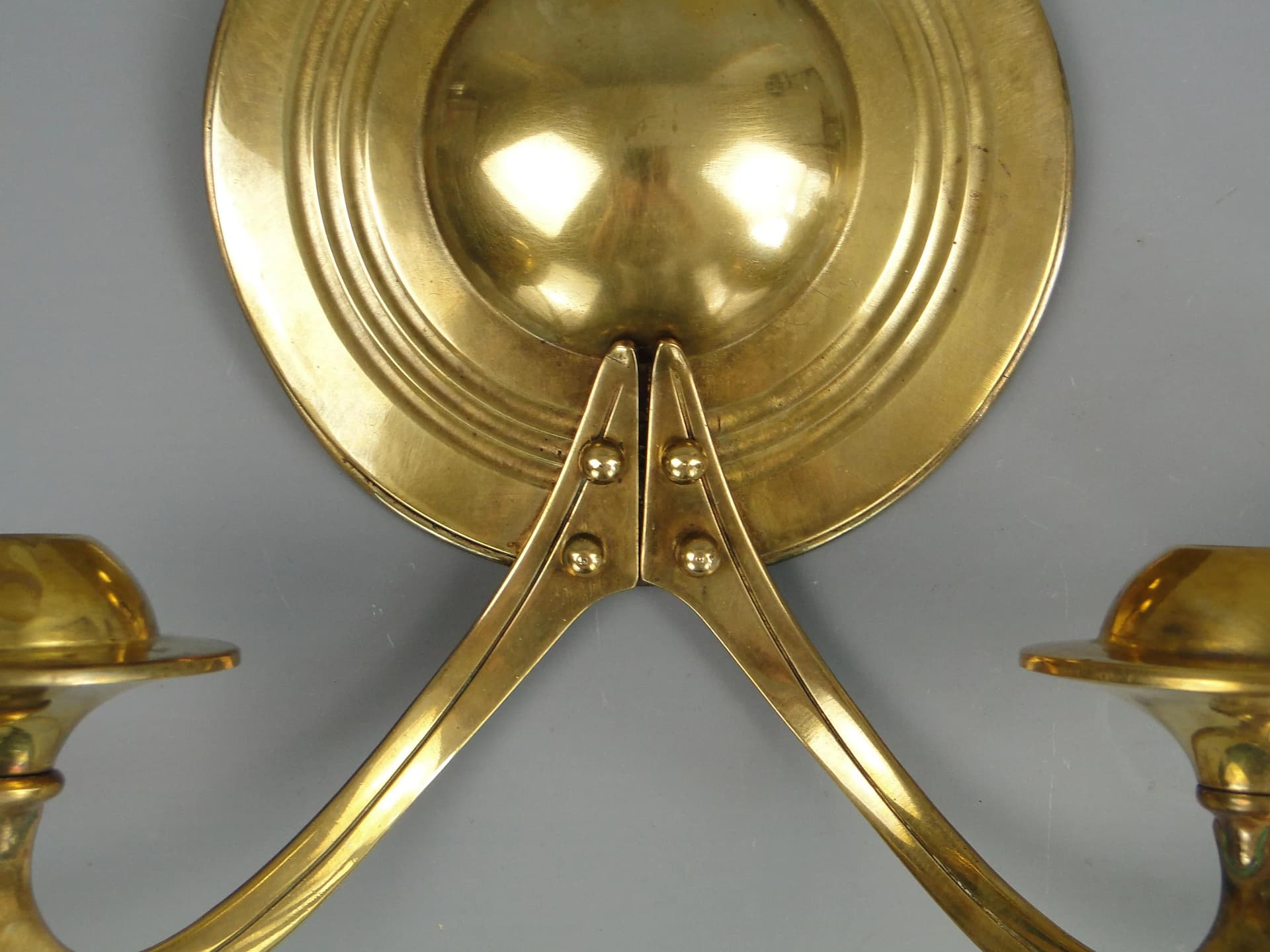 Para świeczników ściennych secesja wiedeńska, mosiądz złoty, Austria, początek XX w. - 30832