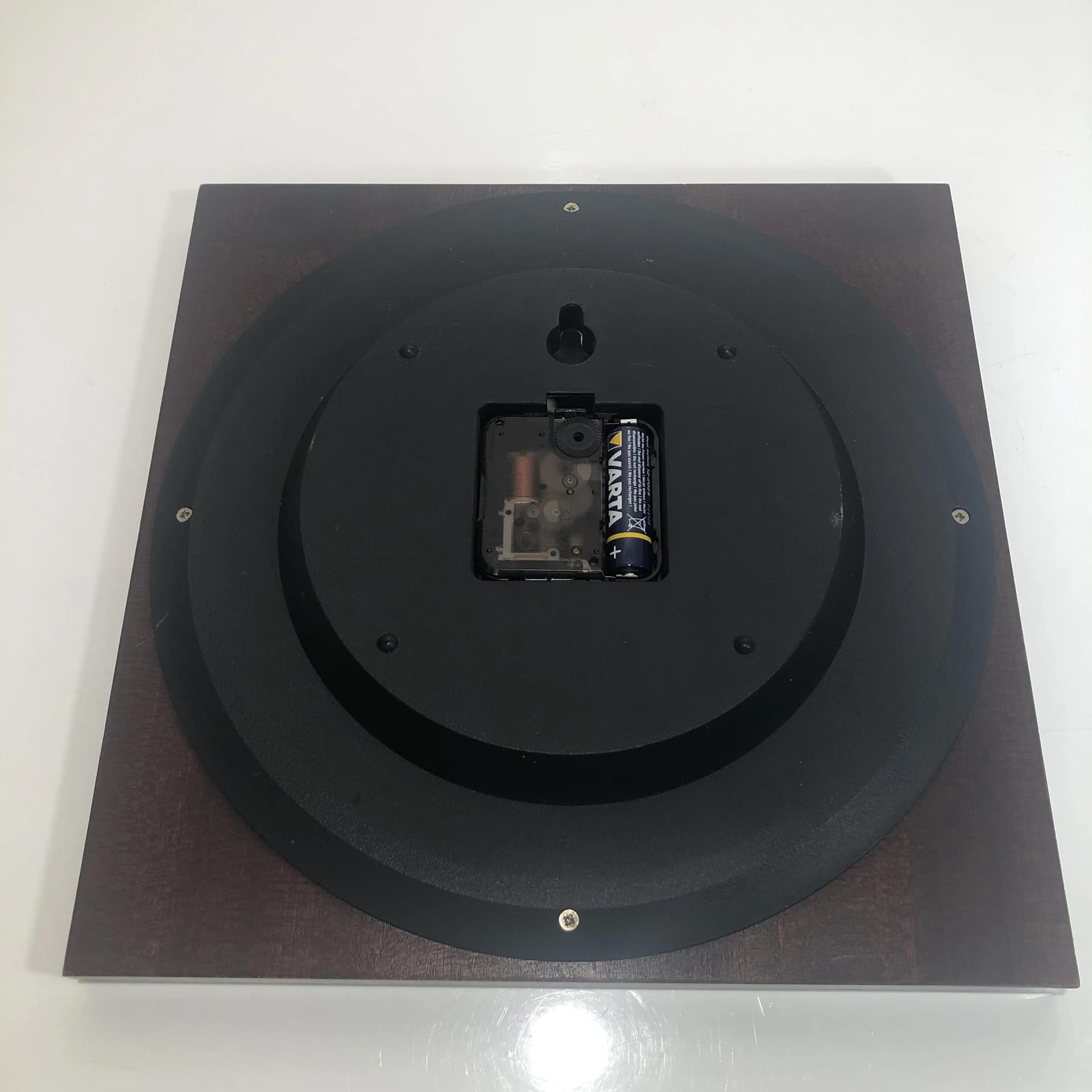 Zegar ścienny, mahoniowy brąz, drewno orzech, szkło, Niemcy, lata 80. - 30955