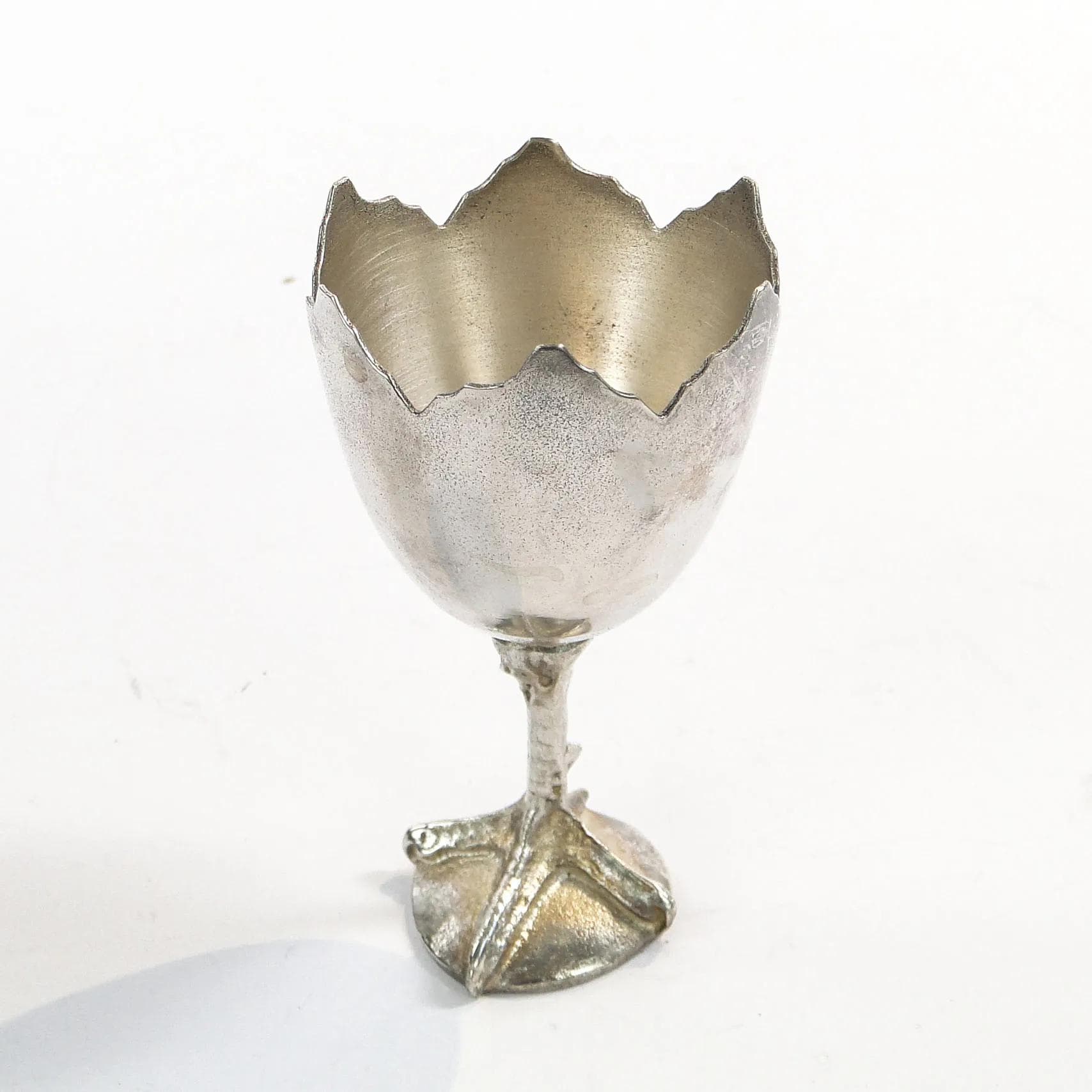 Kieliszek do jajka, srebrny, mosiądz platerowany, Schiffers, Polska, XIX w. - 30787