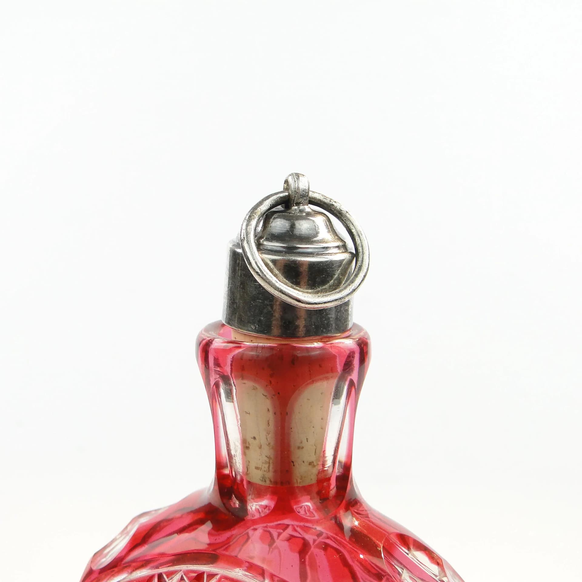 Karafka-piersiówka biedermeier, szkło rubinowe, Austria, XIX w. - 30781