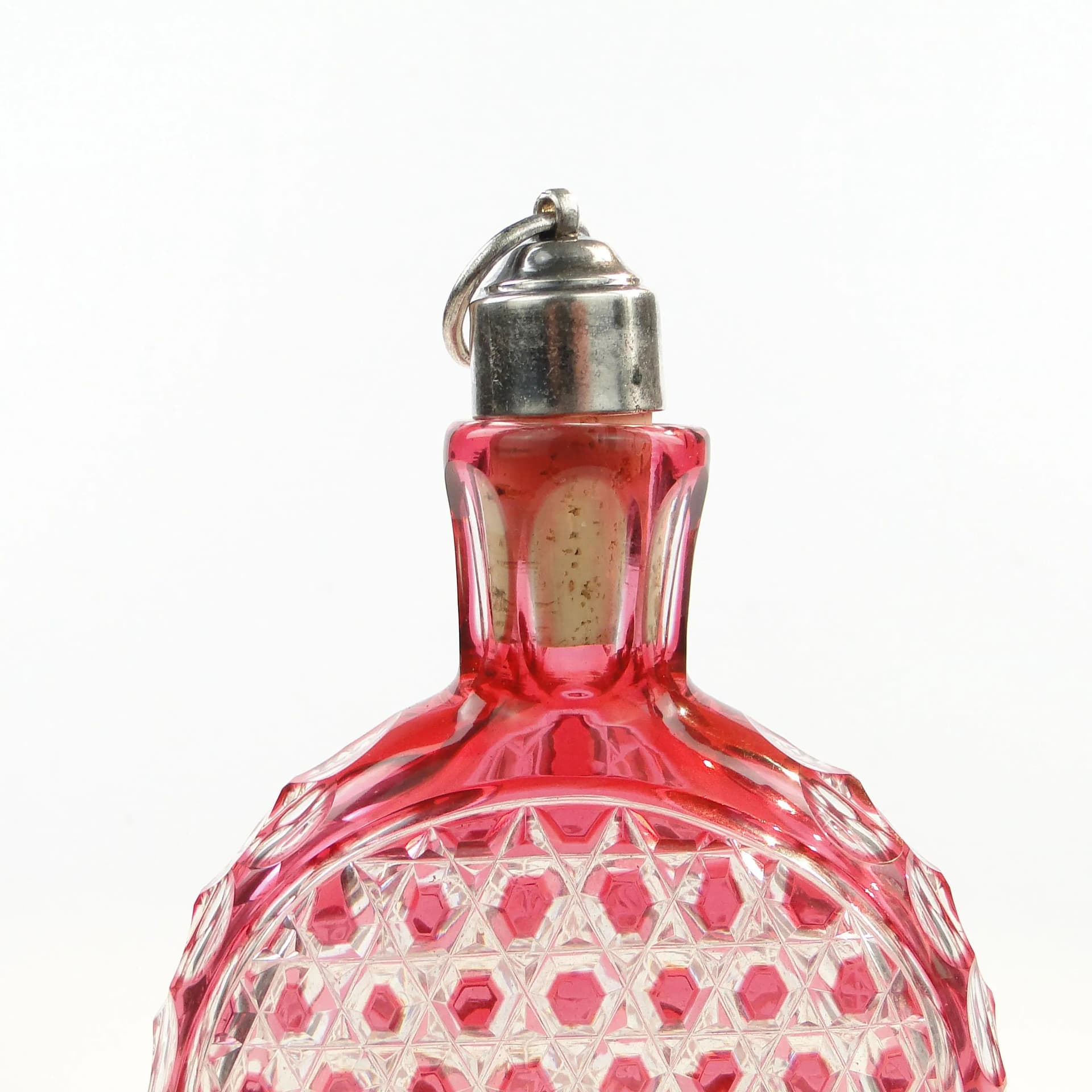 Karafka-piersiówka biedermeier, szkło rubinowe, Austria, XIX w. - 30780