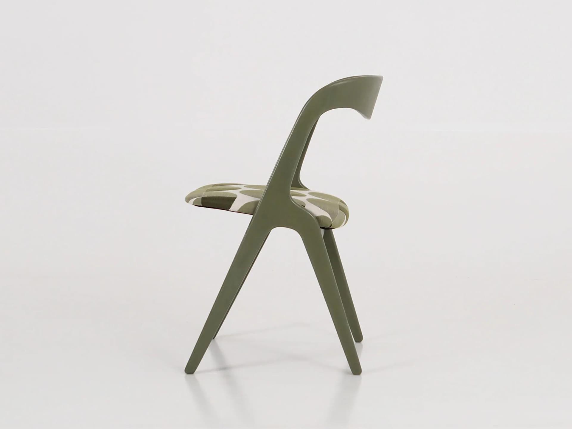 Chair, green, wood, fabric, Denmark, 1970s. - 30886