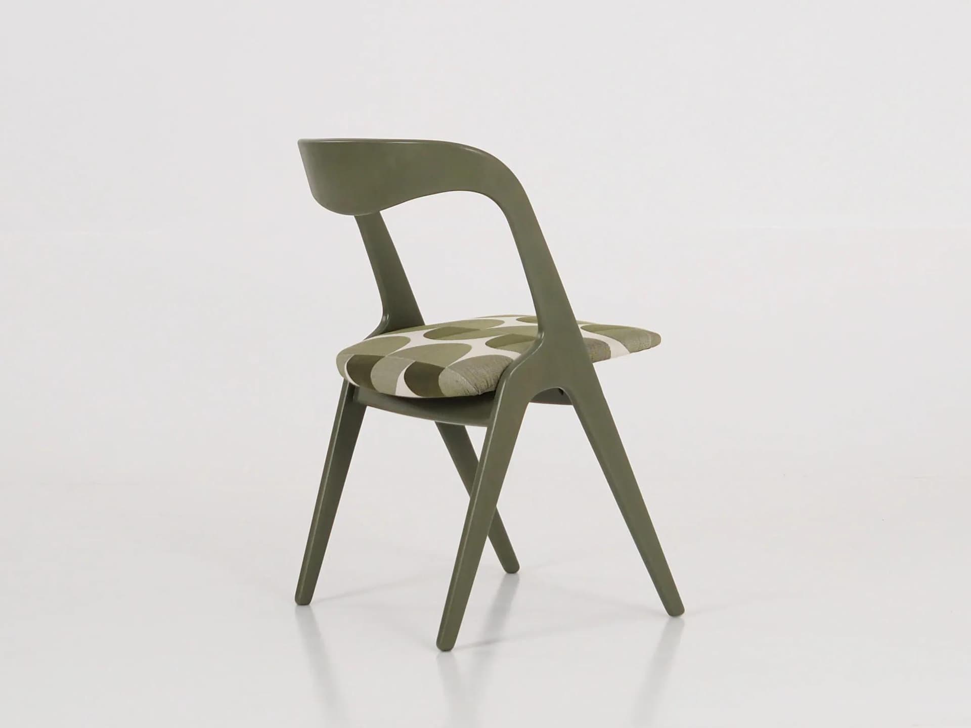 Chair, green, wood, fabric, Denmark, 1970s. - 30889