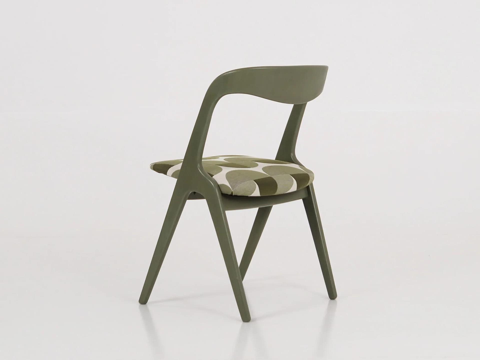 Chair, green, wood, fabric, Denmark, 1970s. - 30888