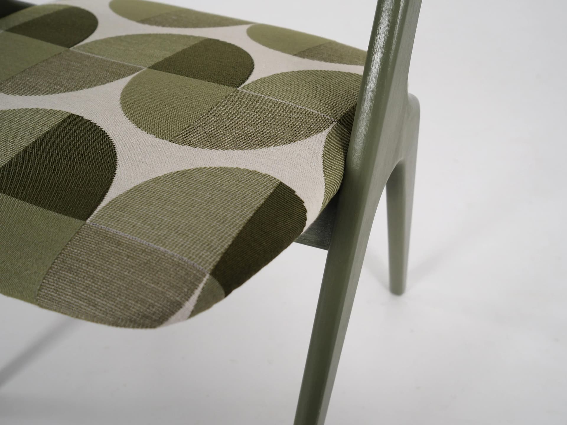 Chair, green, wood, fabric, Denmark, 1970s. - 30894