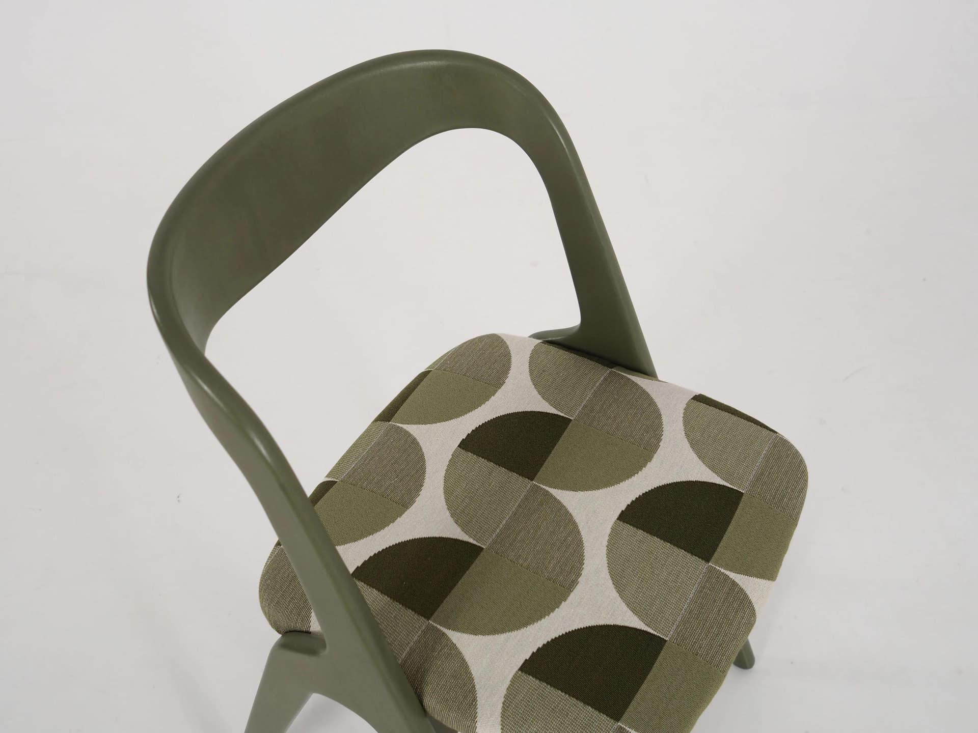 Chair, green, wood, fabric, Denmark, 1970s. - 30893