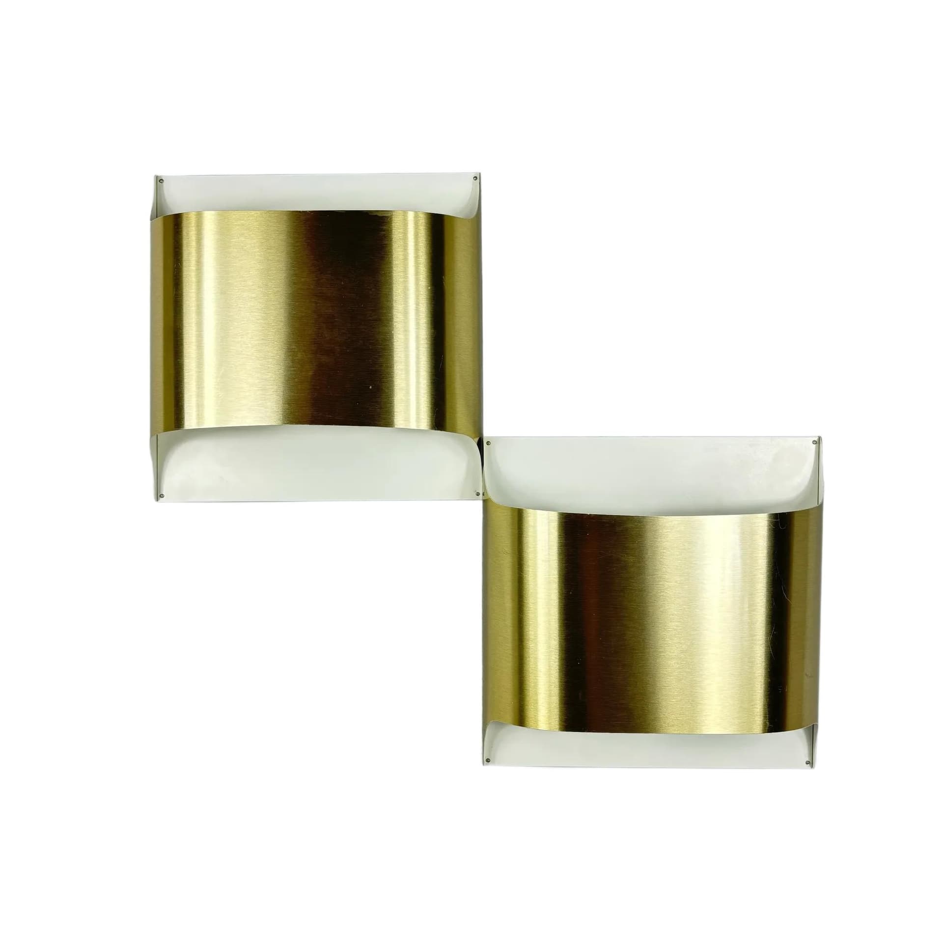 Pair of wall sconces, golden aluminum, by R. Krüger, D. Witte, Staff Leuchten, Germany, 1970s.