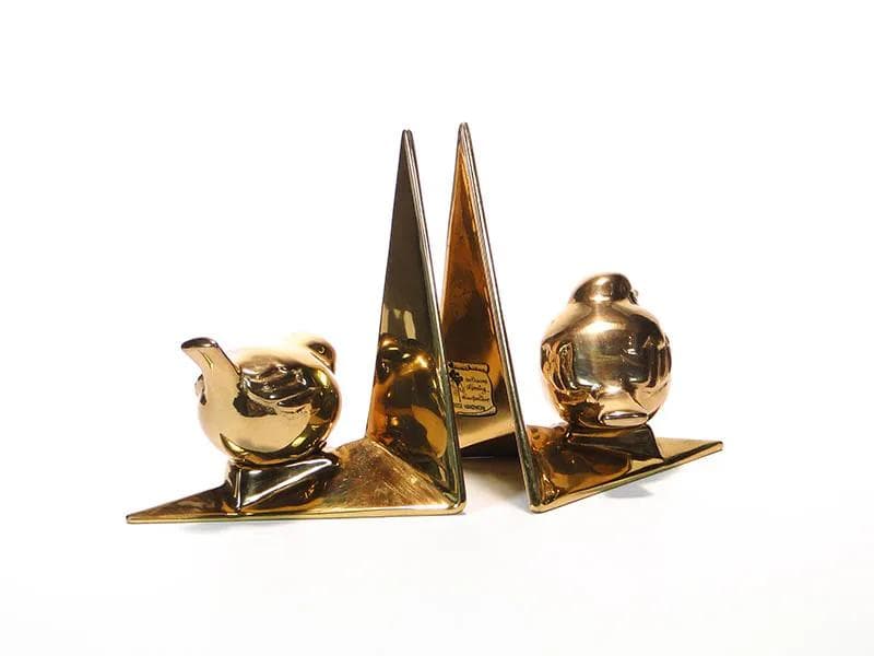 Para podpórek do książek, mosiądz złoty, Rose Handwerk, Niemcy, lata 60. - 31028