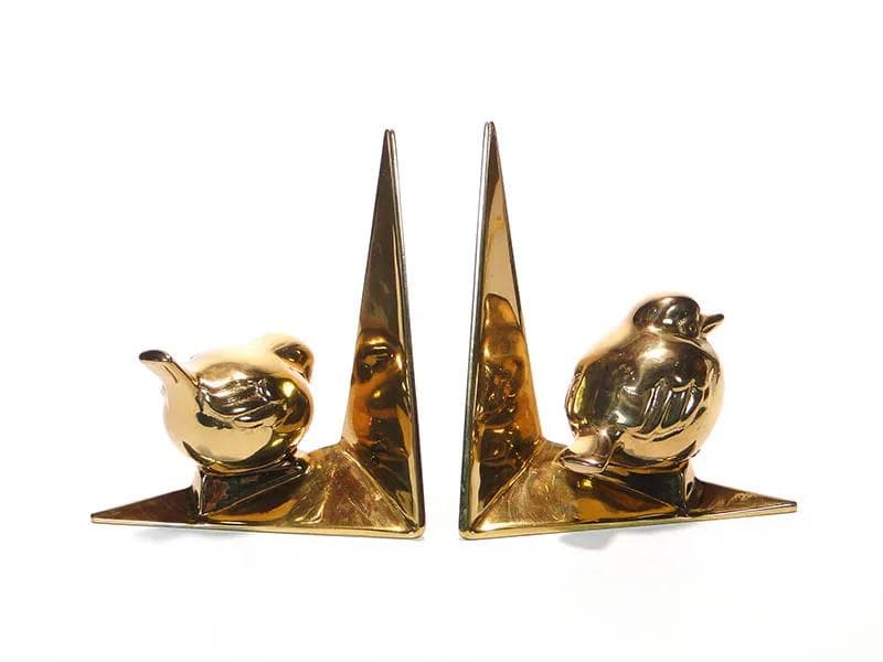 Para podpórek do książek, mosiądz złoty, Rose Handwerk, Niemcy, lata 60. - 31033