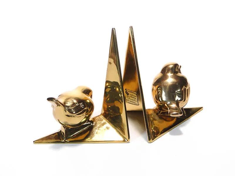 Para podpórek do książek, mosiądz złoty, Rose Handwerk, Niemcy, lata 60. - 31029
