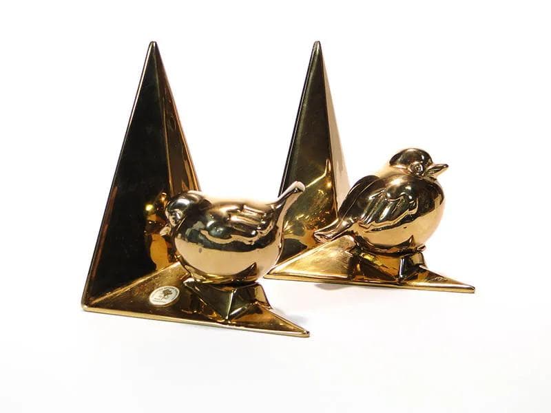 Para podpórek do książek, mosiądz złoty, Rose Handwerk, Niemcy, lata 60. - 31031