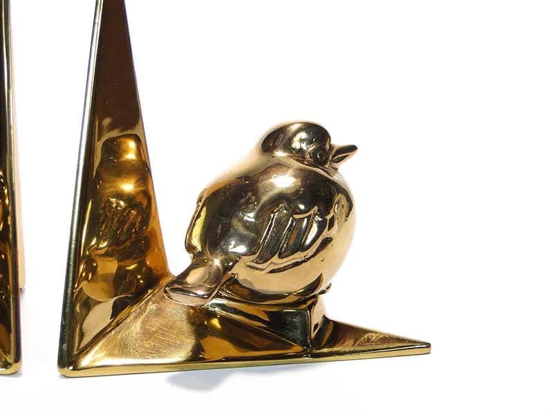 Para podpórek do książek, mosiądz złoty, Rose Handwerk, Niemcy, lata 60. - 31034