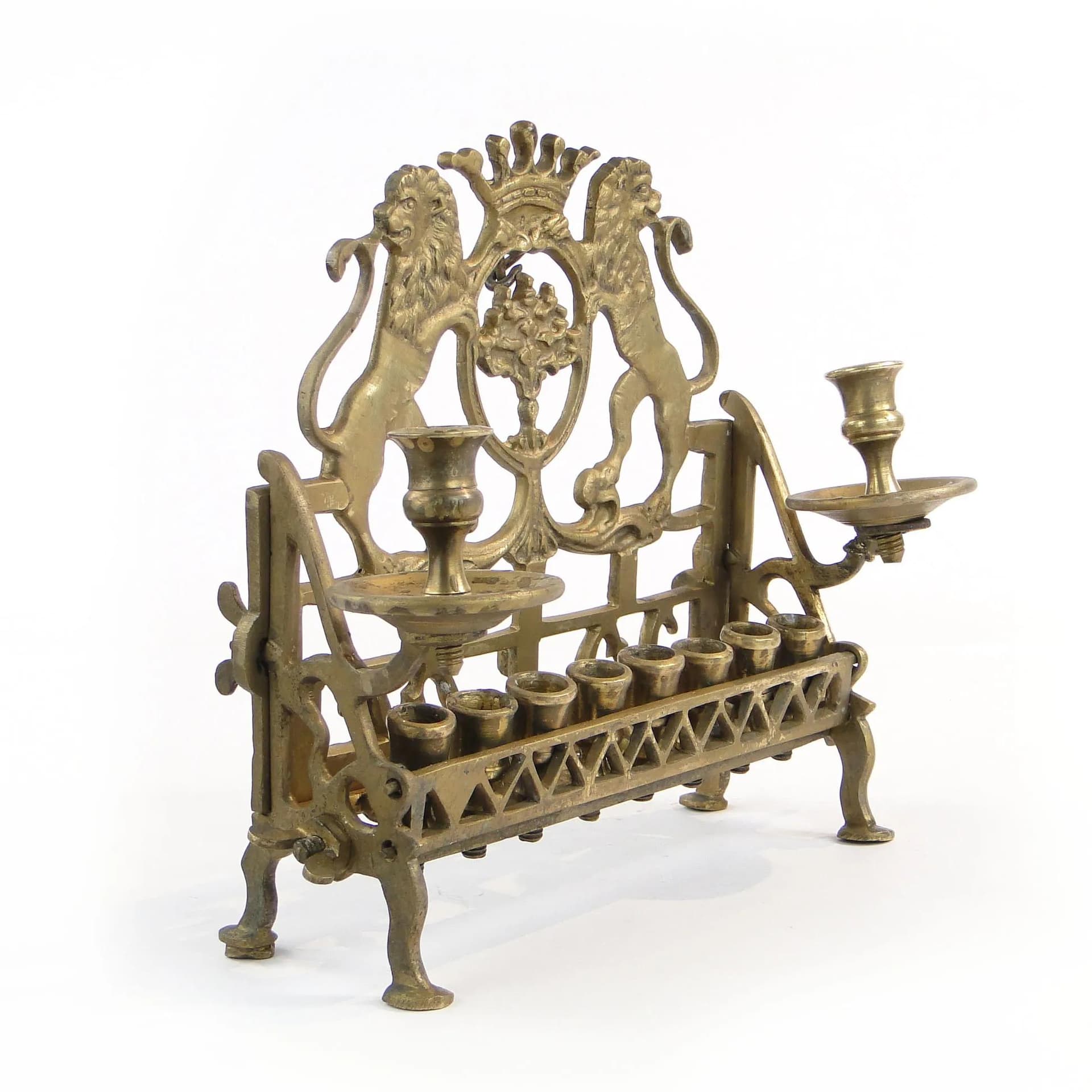 Lampa chanukowa, Empire, złoty, mosiądz, Polska, początek XX w. - 30999