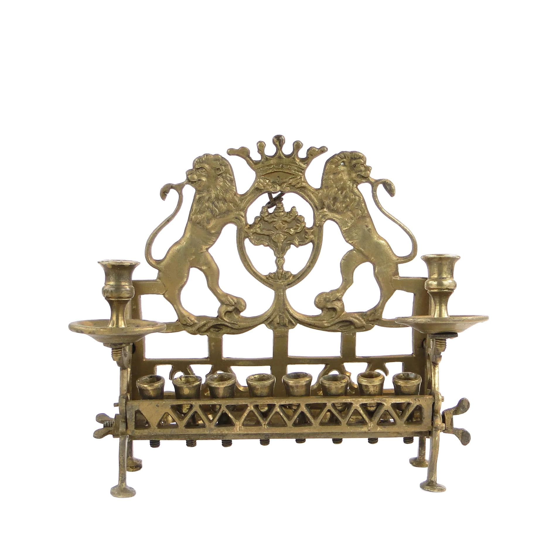 Lampa chanukowa, Empire, złoty, mosiądz, Polska, początek XX w.