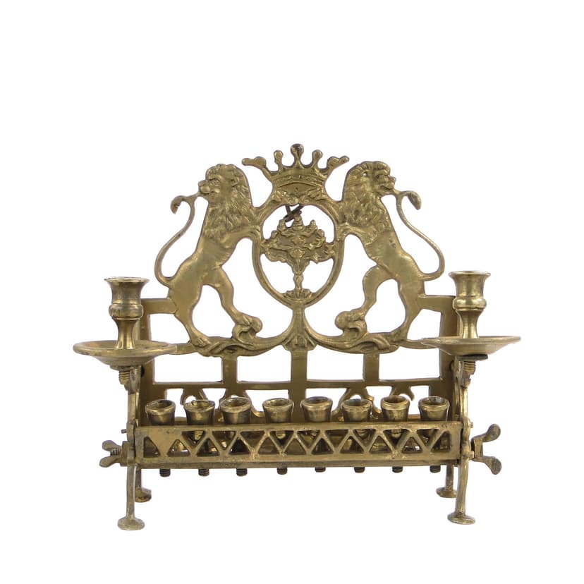 Lampa chanukowa, Empire, złoty, mosiądz, Polska, początek XX w.