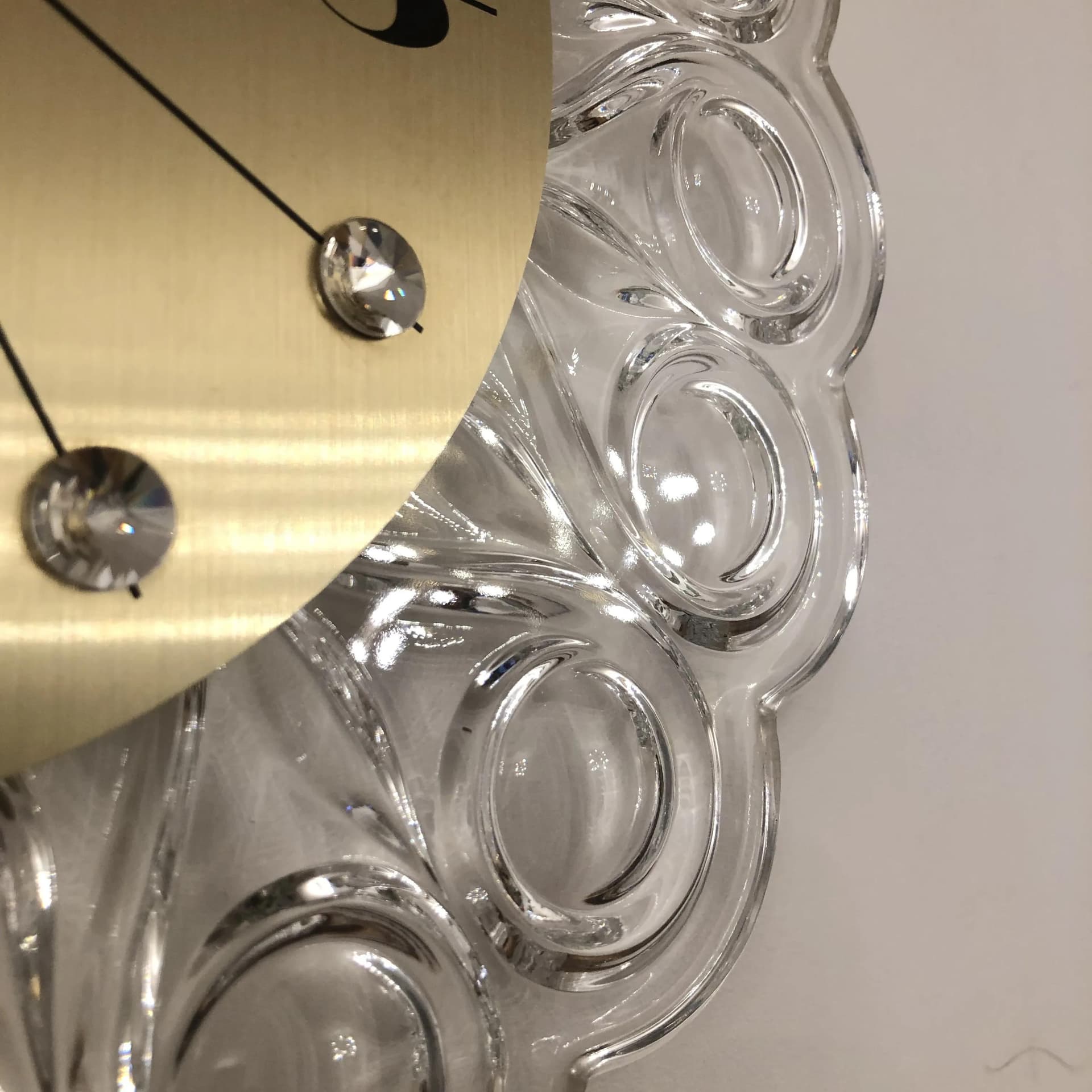 Zegar ścienny, złoty, szkło, Junghans, Niemcy, lata 70. - 30923