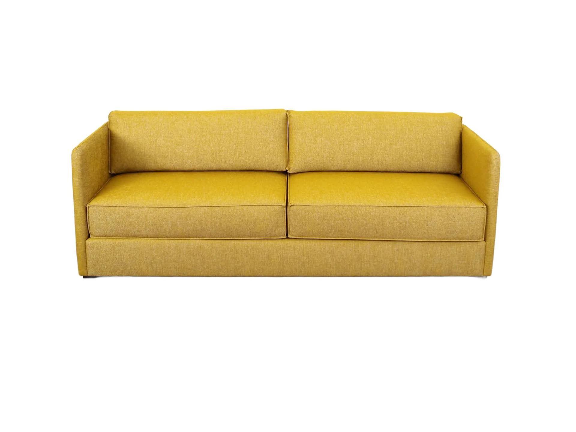 Sofa, skandynawski design, żółty, tkanina, Polska, XXI w.