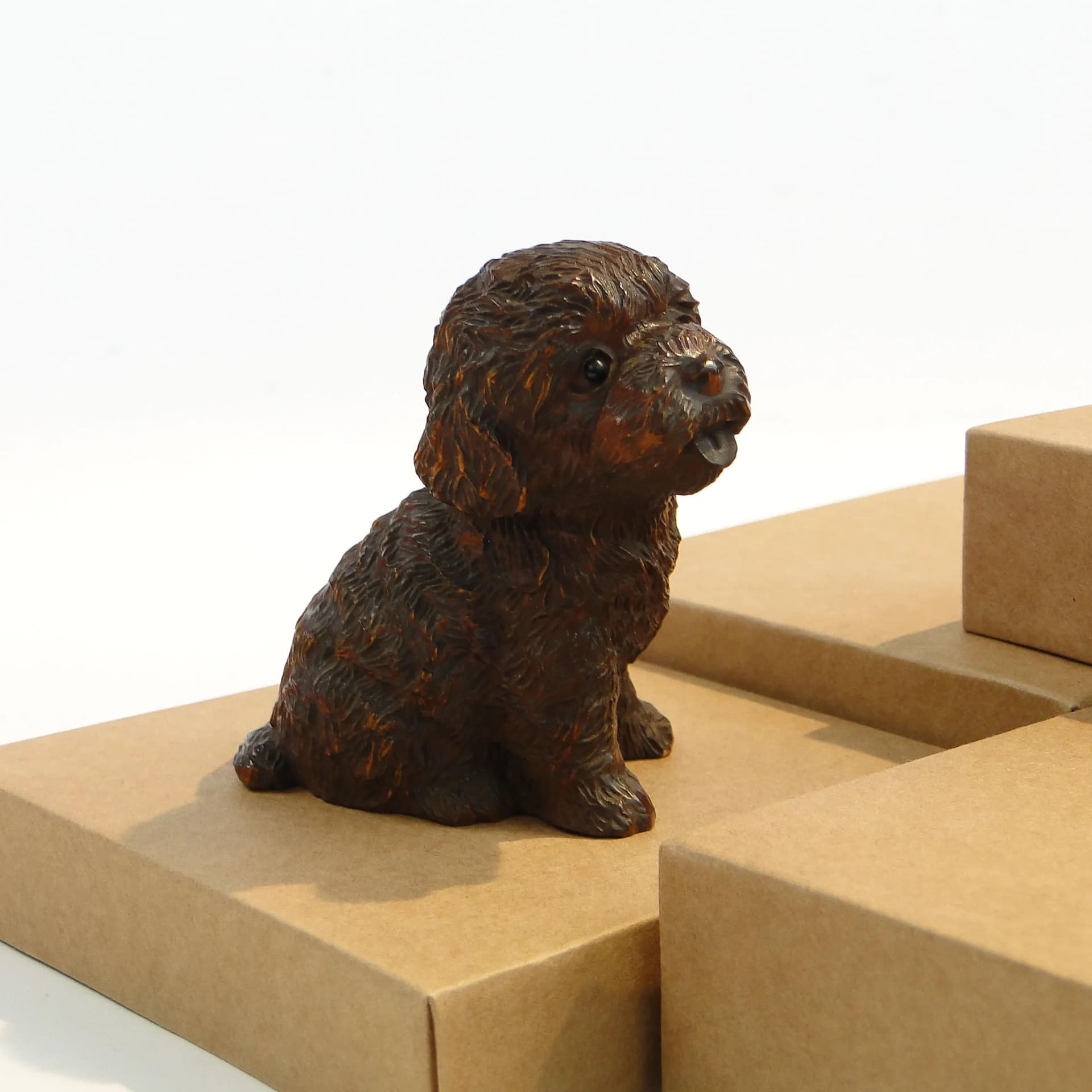 Rzeźba kameralna, brąz ciemny, bukszpan japoński, Japonia, początek XX w. - 31234