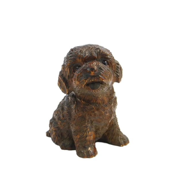 Rzeźba kameralna, brąz ciemny, bukszpan japoński, Japonia, początek XX w. - WYMIARY