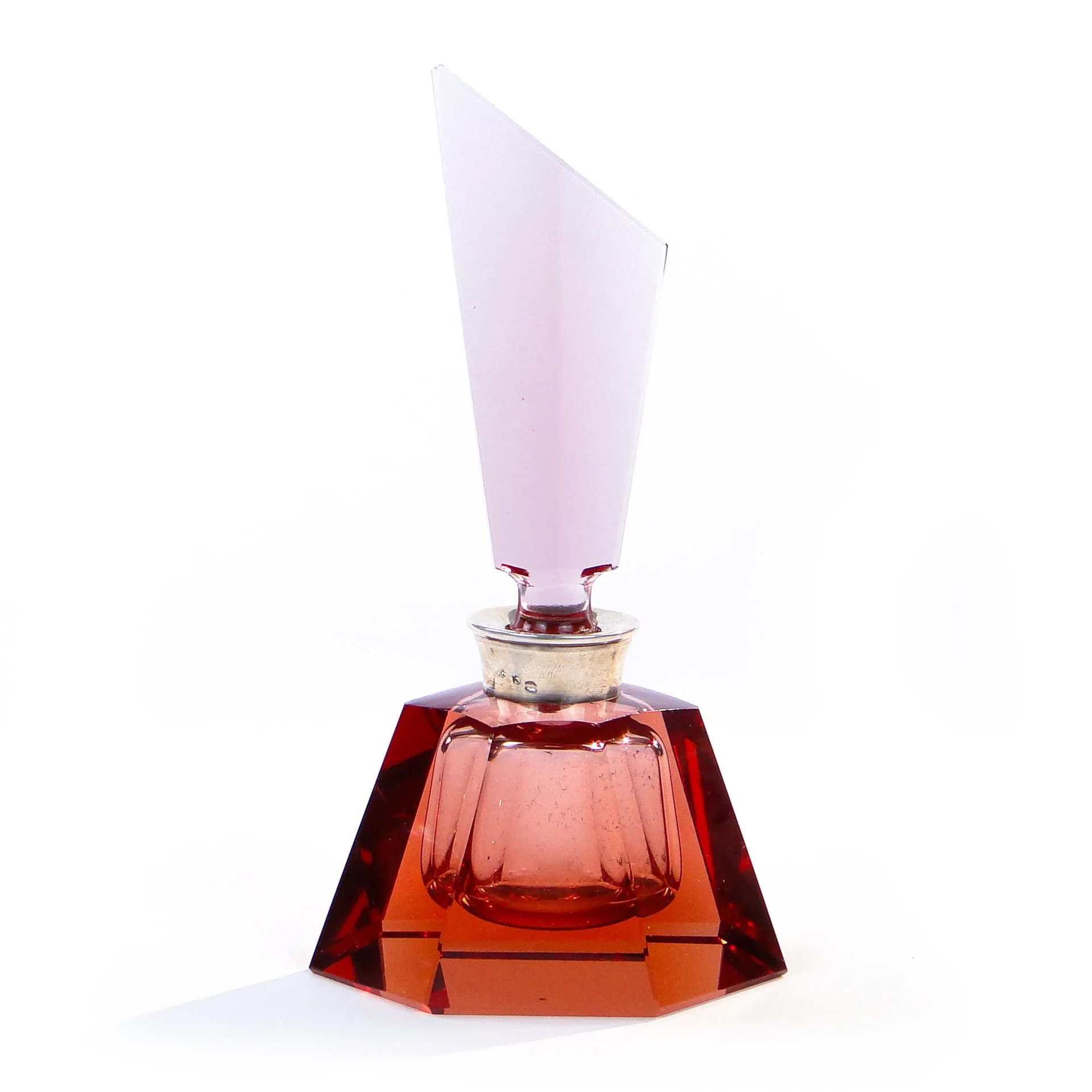 Perfume Bottle Art Deco, pink, crystal, Germany, 1930s. - 31223