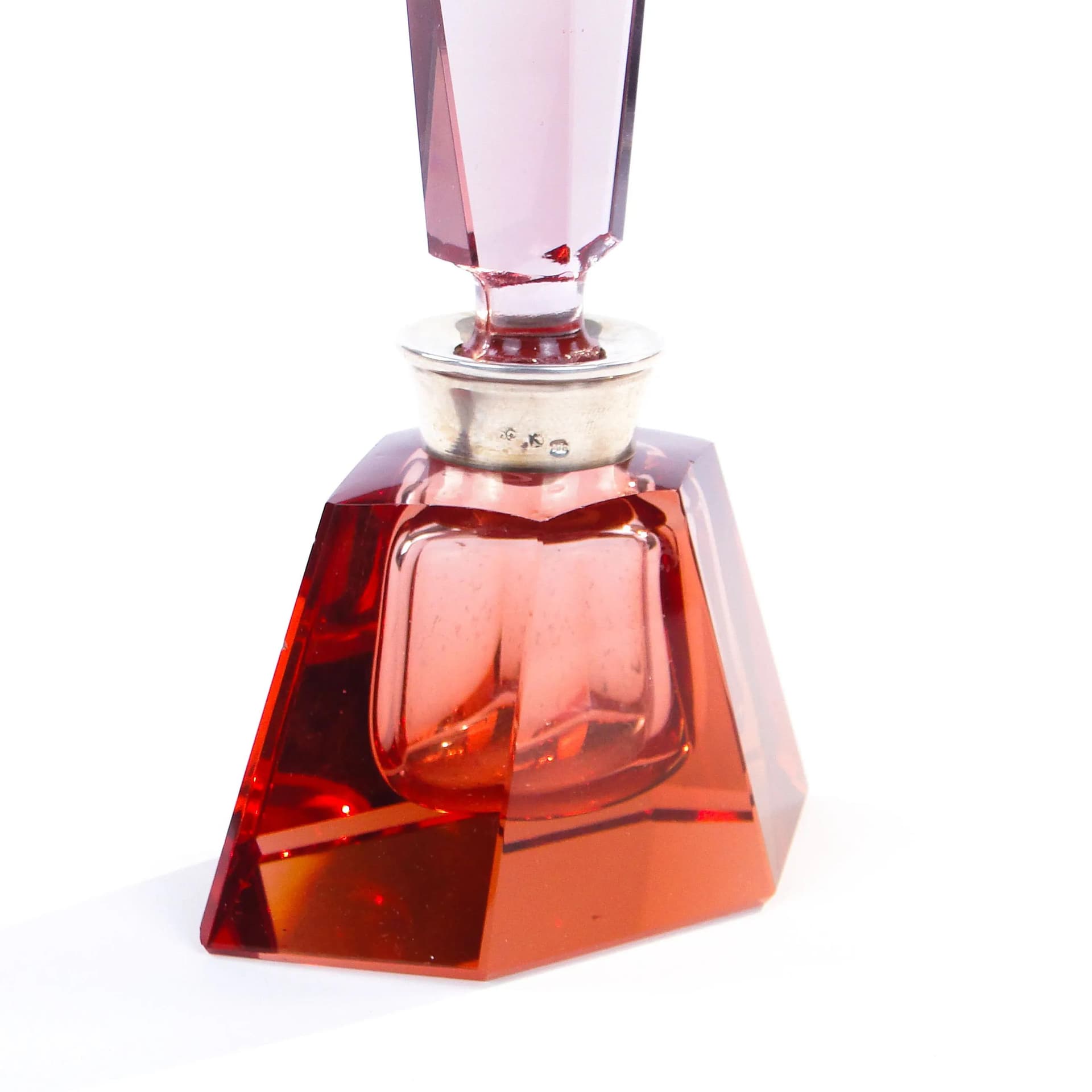 Perfume Bottle Art Deco, pink, crystal, Germany, 1930s. - 31229