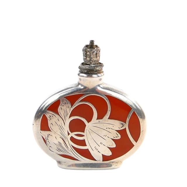 Perfume Bottle Art Nouveau, red, porcelain, Austria, early 20th century - DIMENSION