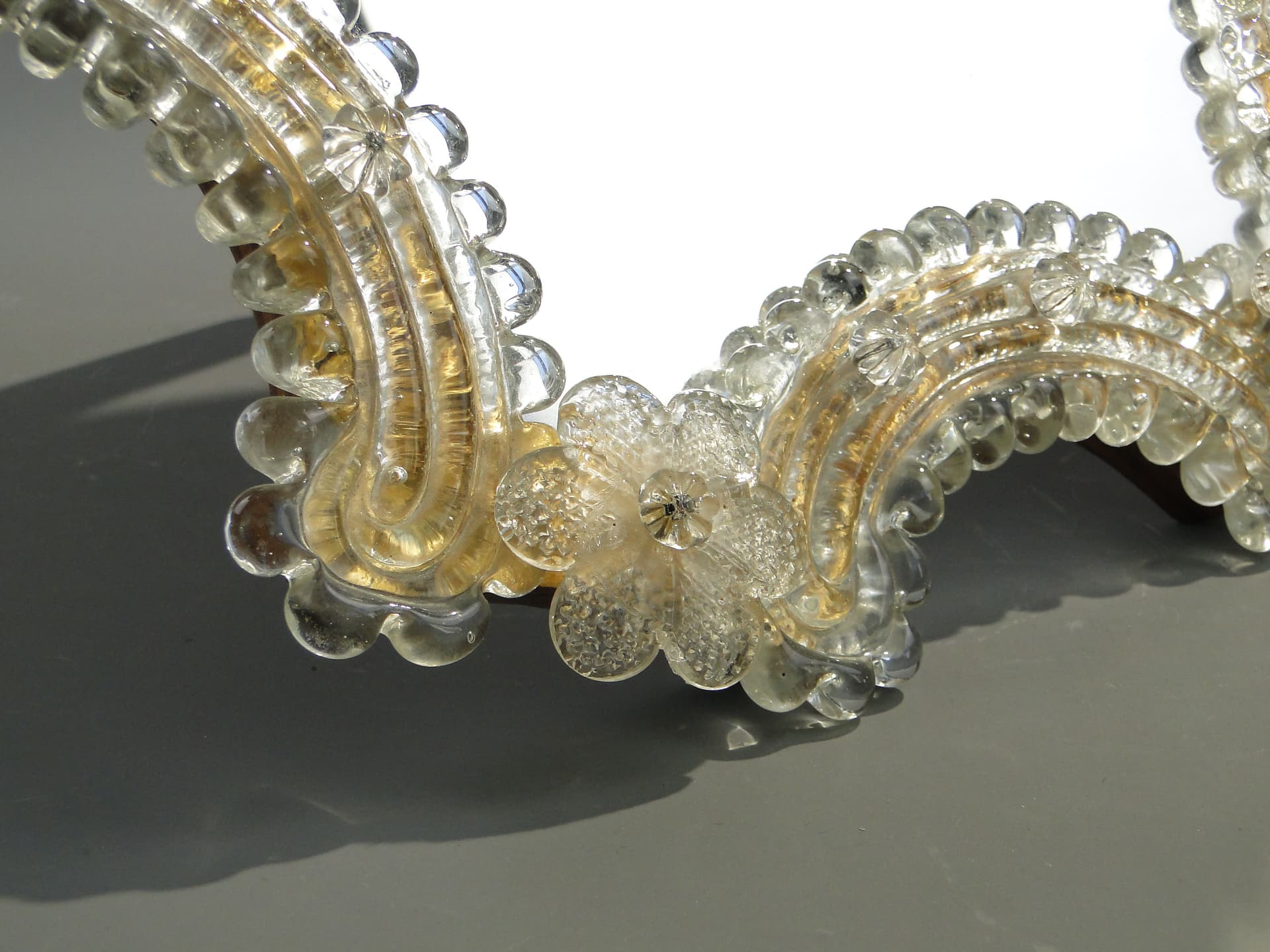 Lustro Murano, szkło transparent, Włochy, lata 50. - 3700