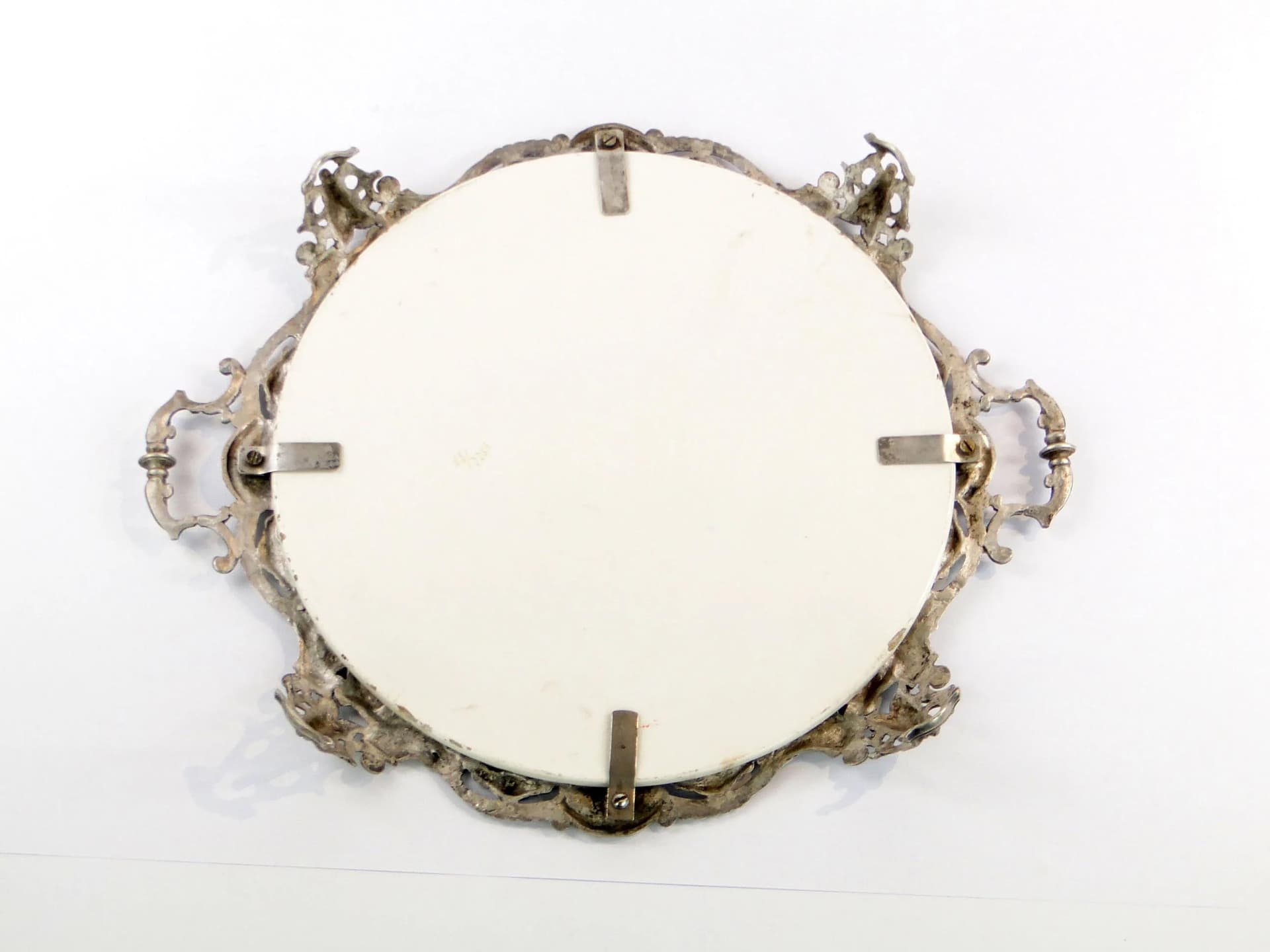 Eclectic Tray, white ceramic, silver metal, Austria, 19th c. - 31196