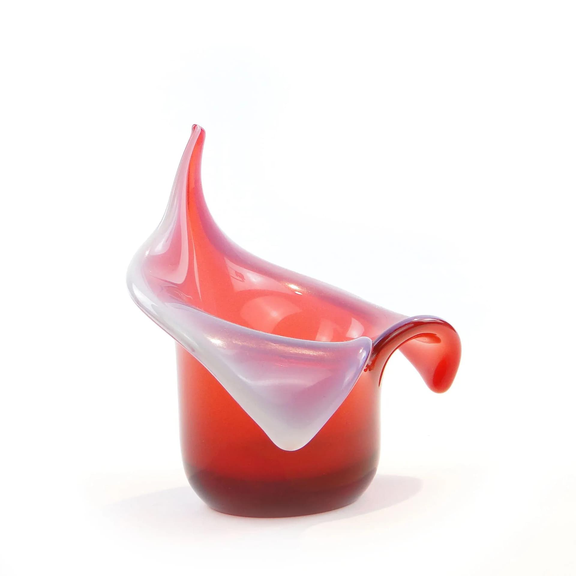 Wazon Kalia, szkło czerwony, proj. J. S. Drost, Ząbkowice, Polska, lata 80. - 31410