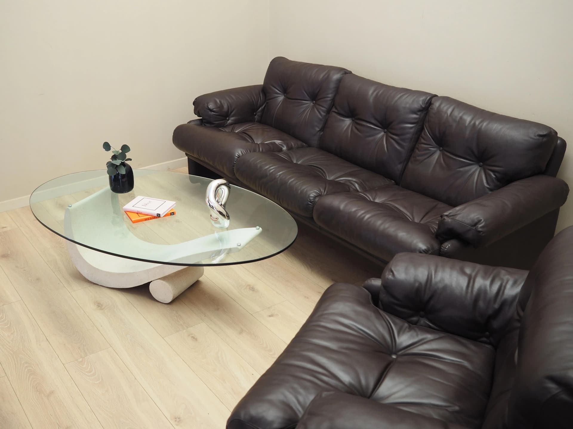 Komplet wypoczynkowy Coronado, skóra brązowa, proj. T. Scarpa, B&B Italia, Włochy, lata 60. - 31481