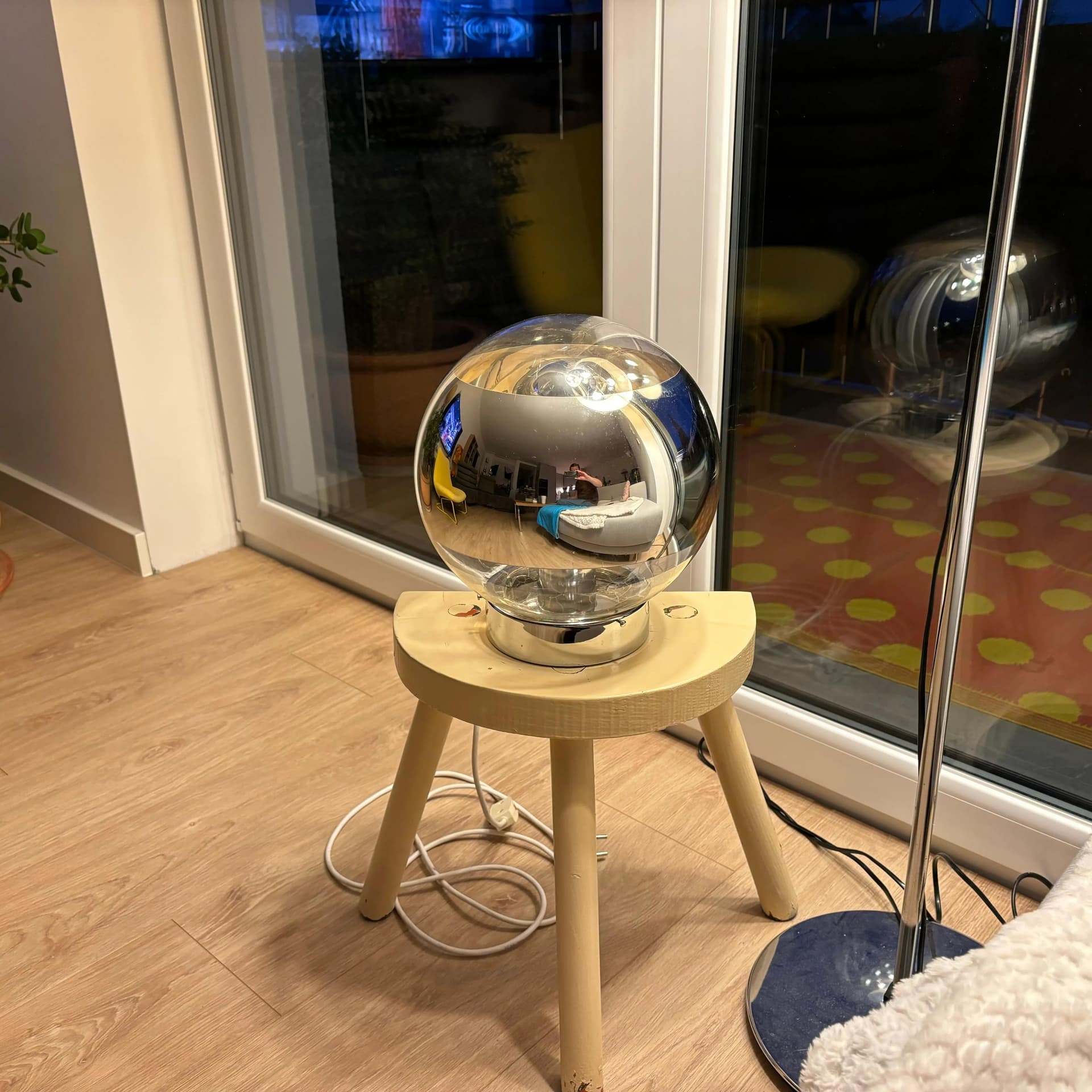 Lampa stołowa Space Age, szkło szare, metal chromowany, Hoffmeister Leuchten, Niemcy, lata 70. - 31323